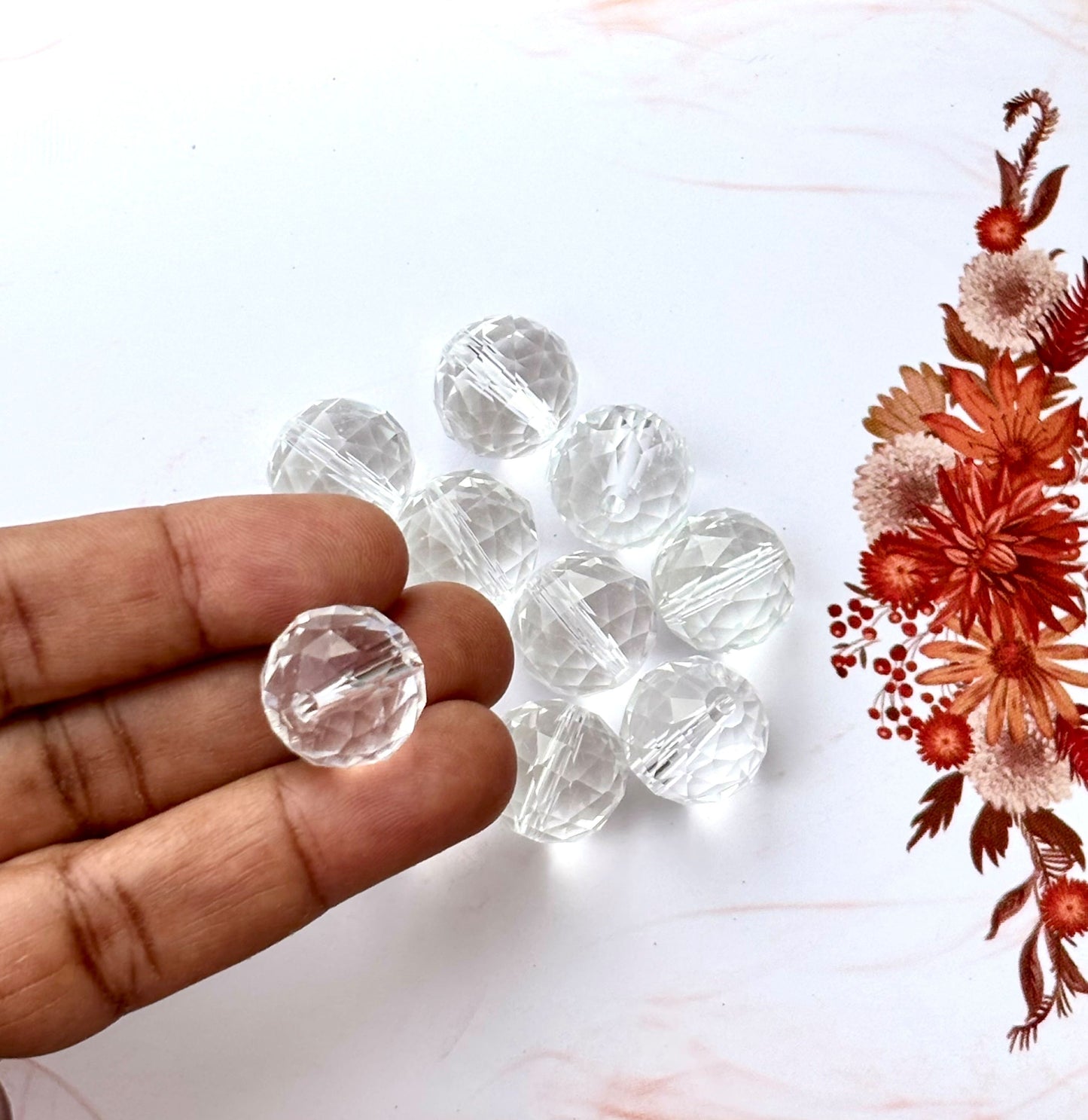 Faceted Clear Crystal Glass Round Beads 16MM for Jewelry Making