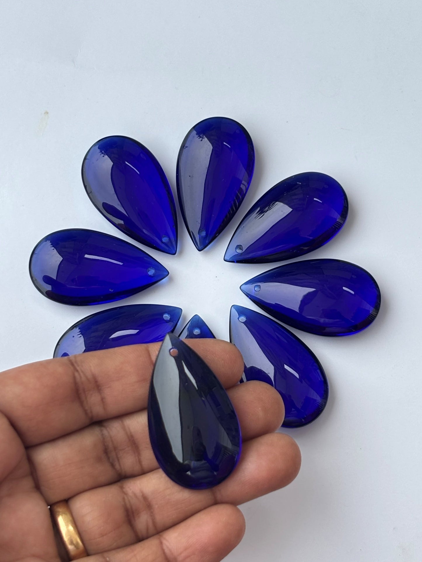 Cobalt Blue Glass Pear Drop Beads for Jewelry Making