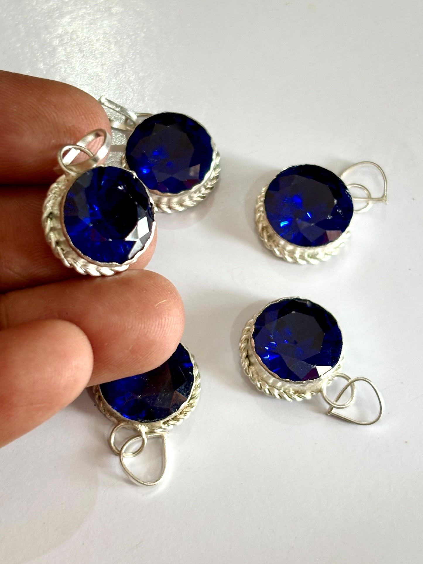 Sparkling Faceted Cobalt Blue Stone Pendants