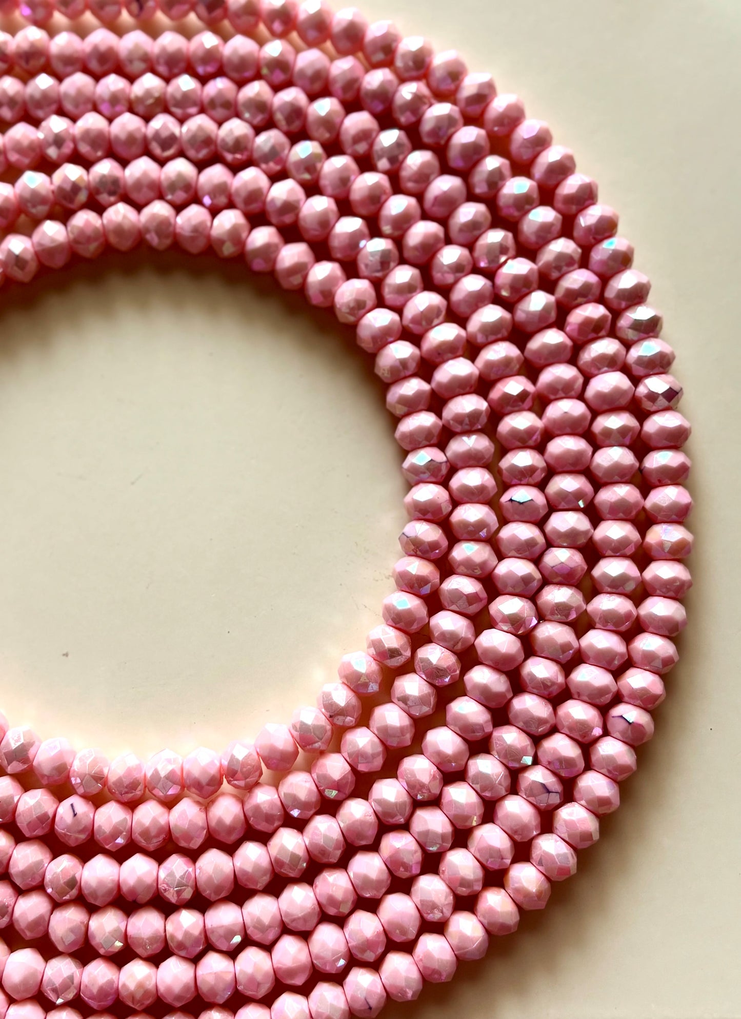 Iridescent Pink Faceted Acrylic Beads For Jewelry Making