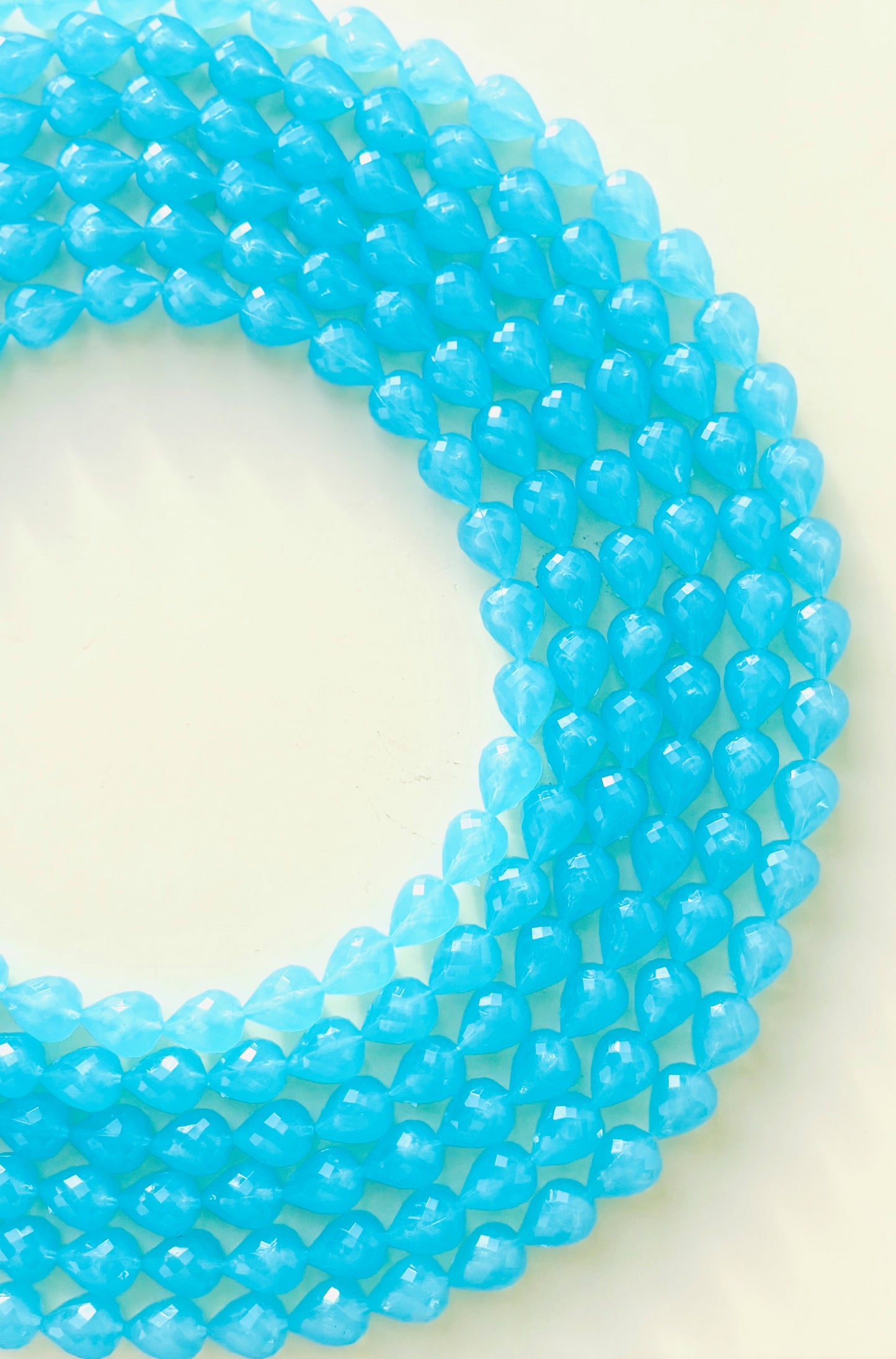 Light Blue Faceted Teardrop Beads for Jewelry Making