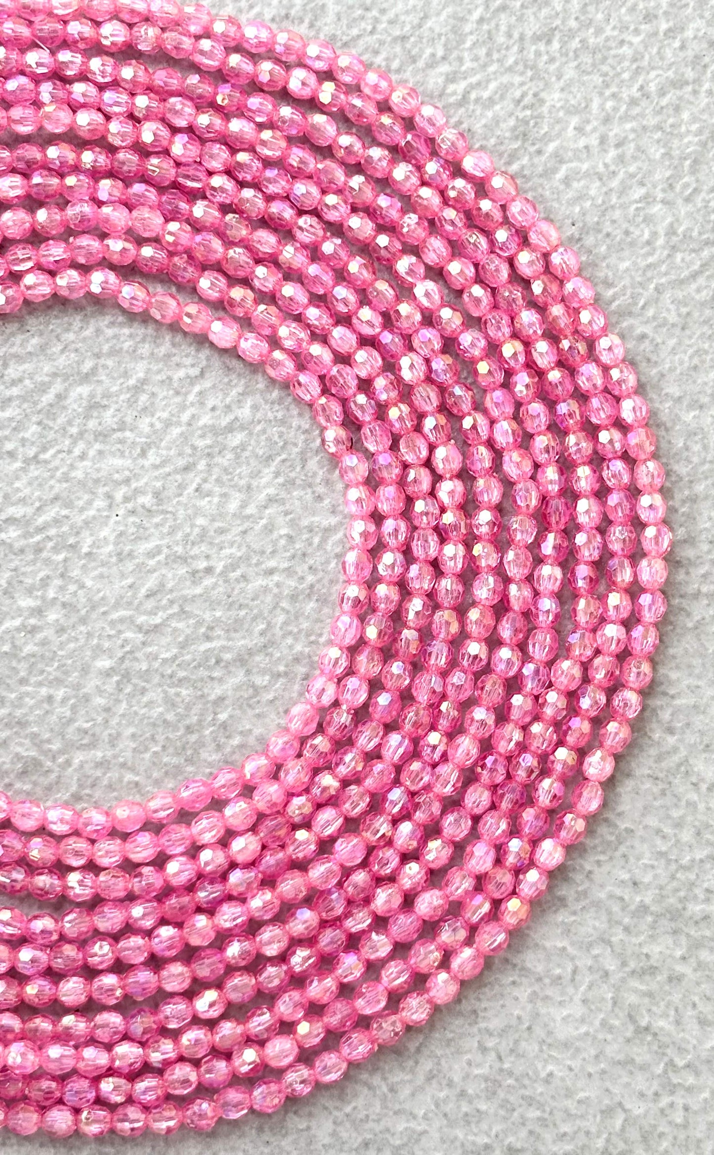 Iridescent Hot Pink Faceted Oval Beads for Jewelry Making
