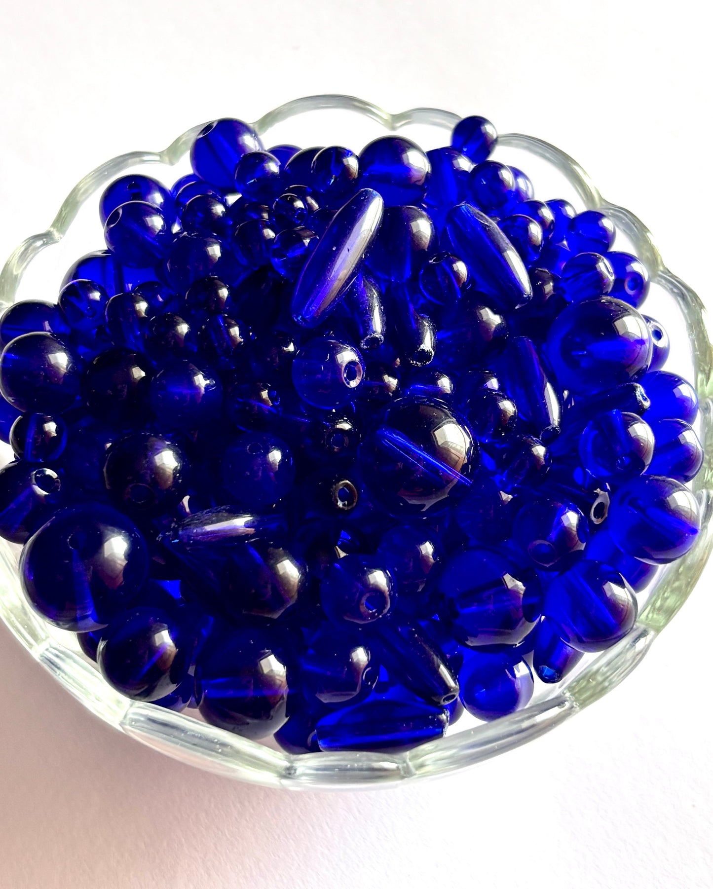 Assorted Cobalt Blue Glass Beads Mix For Jewelry Making