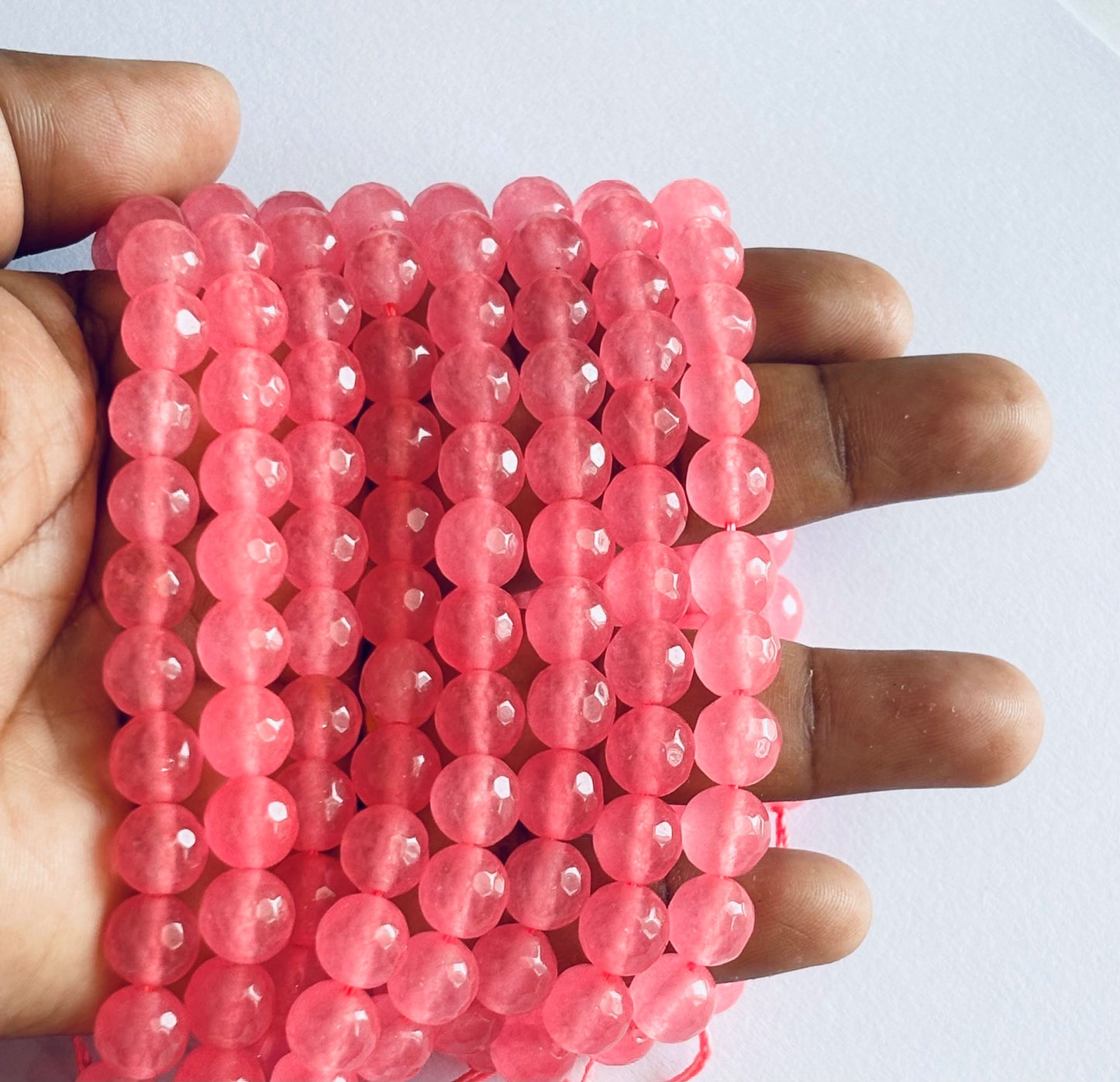 Pink Jade Faceted Round Beads for Jewelry Making