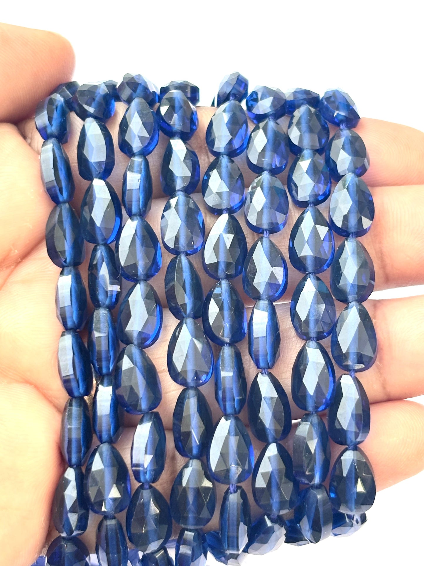 Faceted Deep Blue Agate Teardrop Beads for Jewelry Making