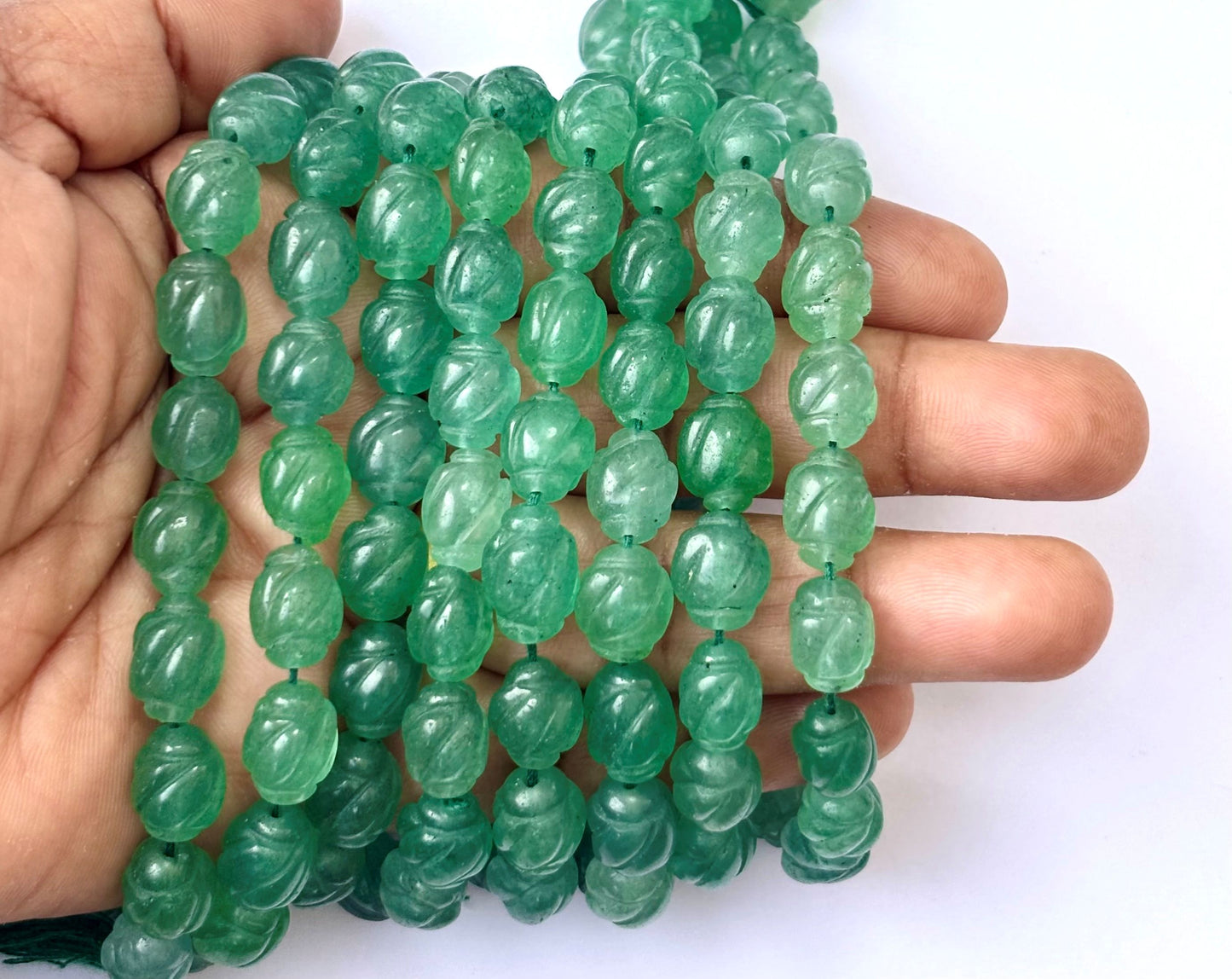 Green Strawberry Quartz Carved Beads for Jewelry Making