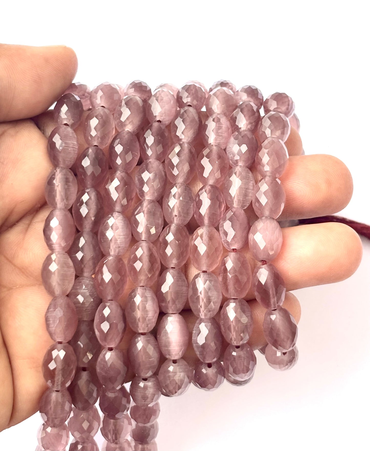 Faceted Plum Purple Agate Oval Beads for Jewelry Making