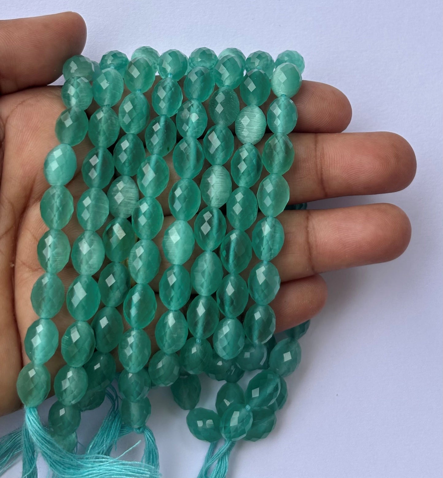Faceted Green Agate Oval Beads for Jewelry Making