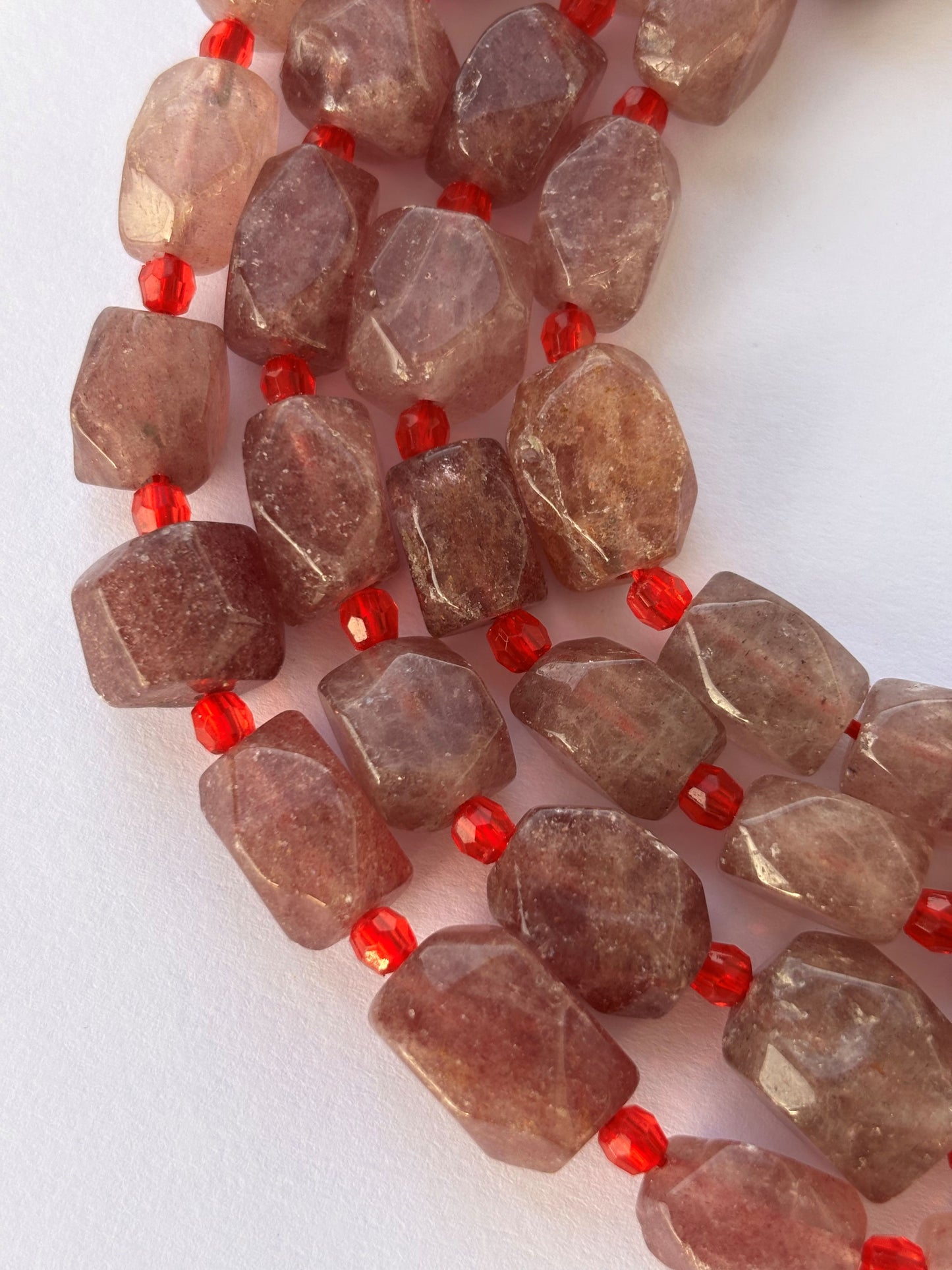 Natural Strawberry Quartz Nugget Beads for Jewelry Making