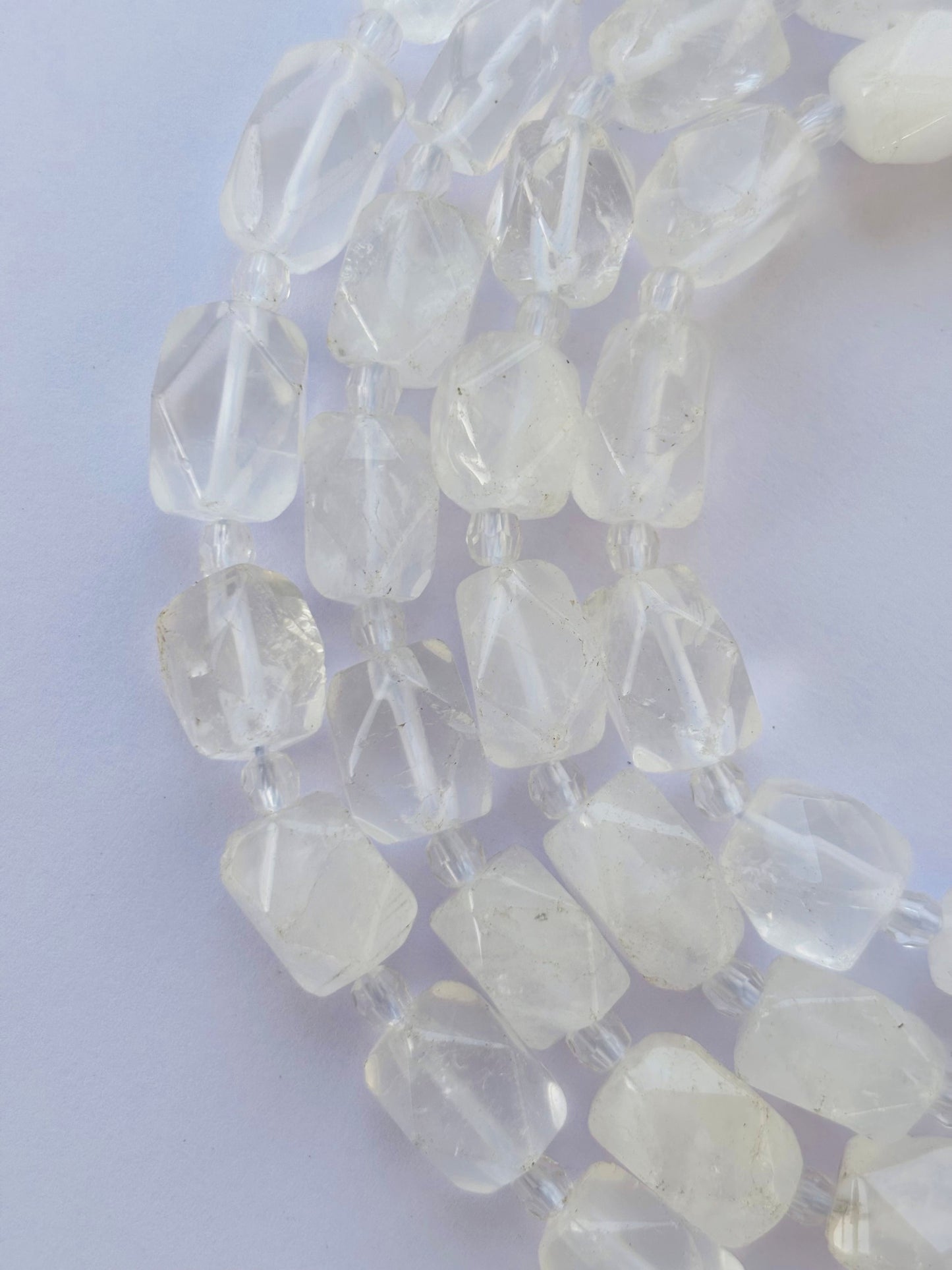 Faceted Clear Quartz Geometric Beads for Jewelry Making