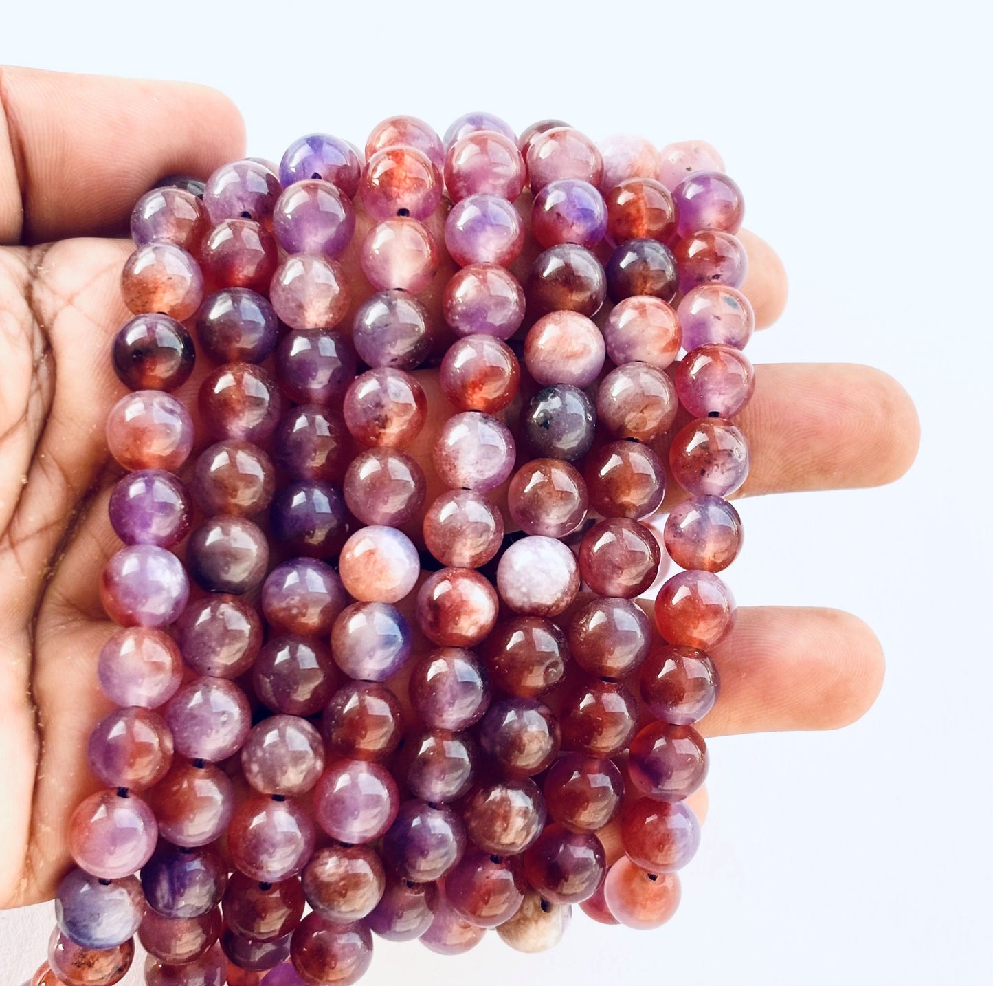 Super Seven Amethyst Goethite Round Beads