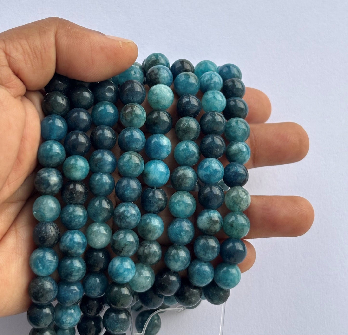 Natural Blue Apatite Round Beads for Jewelry Making