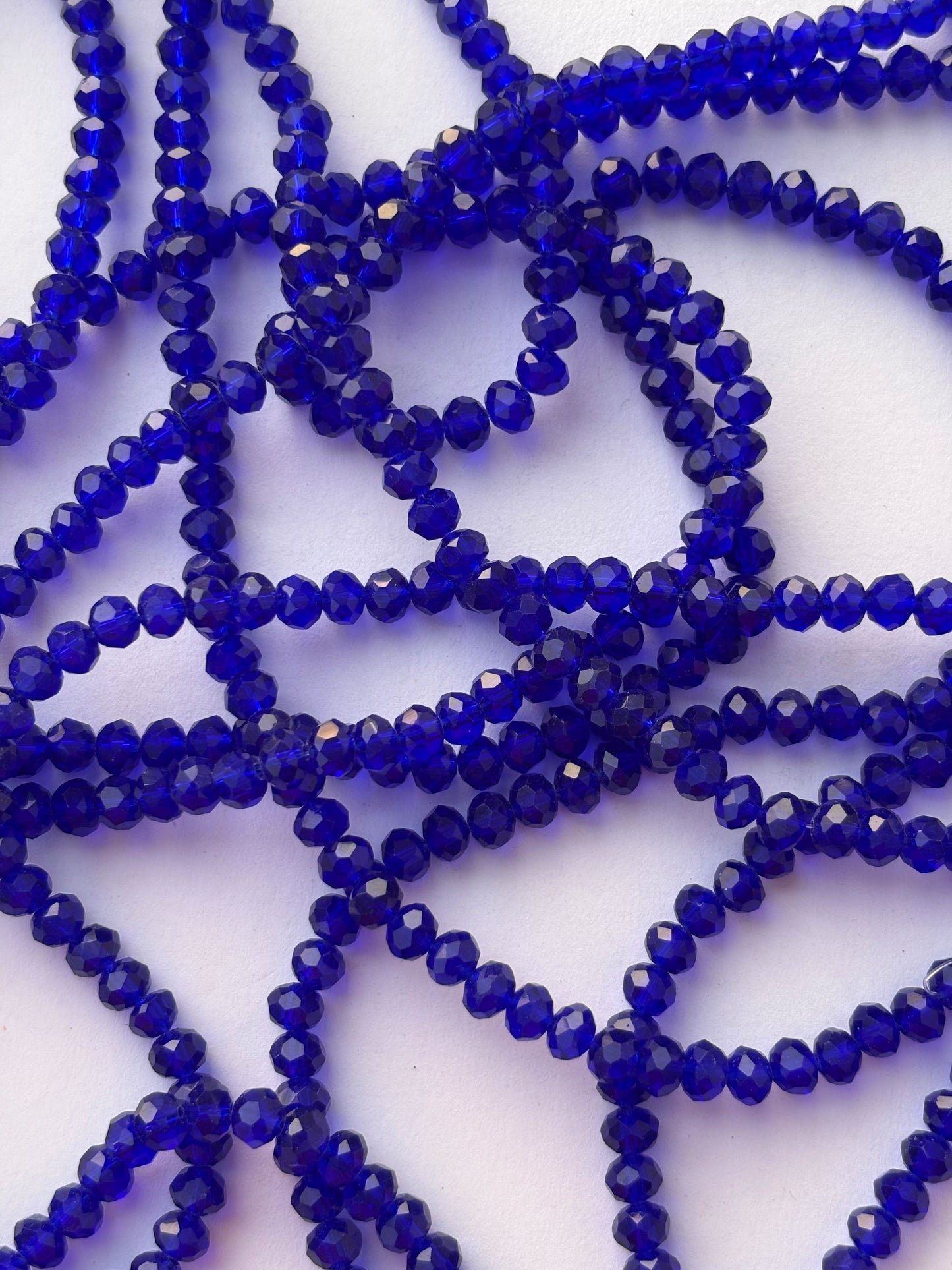 Deep Blue Faceted Rondelle Glass Beads for Jewelry Making