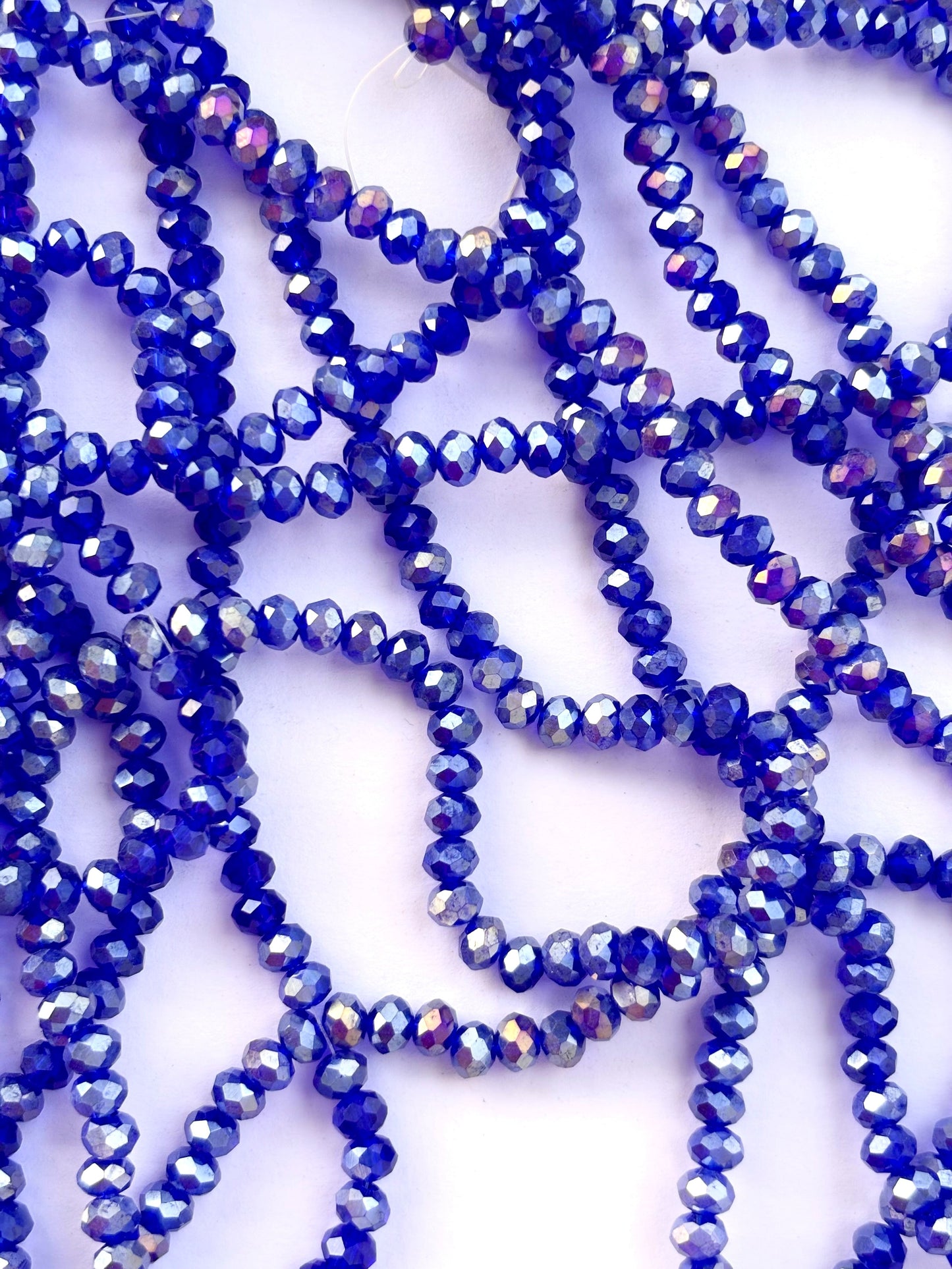 Blue AB Faceted Rondelle Glass Beads for Jewelry Making