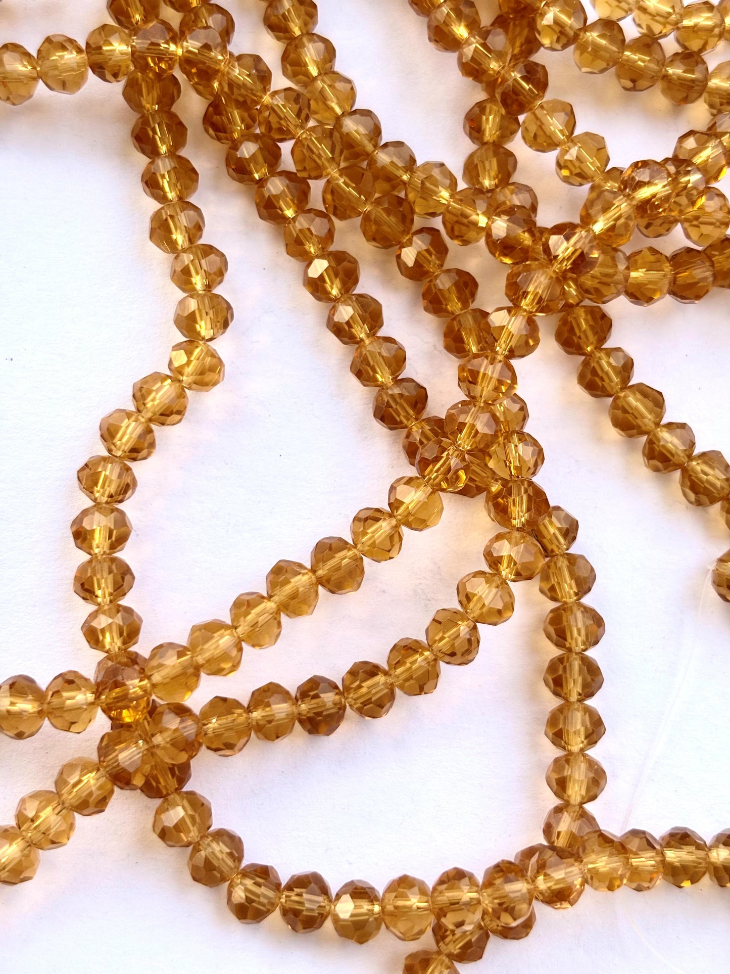 Golden Amber Faceted Rondelle Glass Beads for Jewelry Making