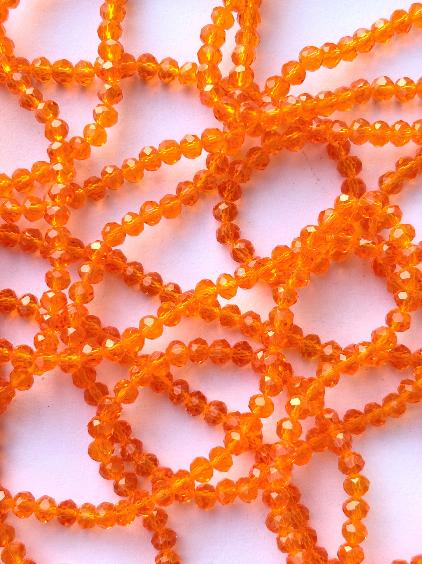 Vibrant Orange Faceted Rondelle Glass Beads for Jewelry Making