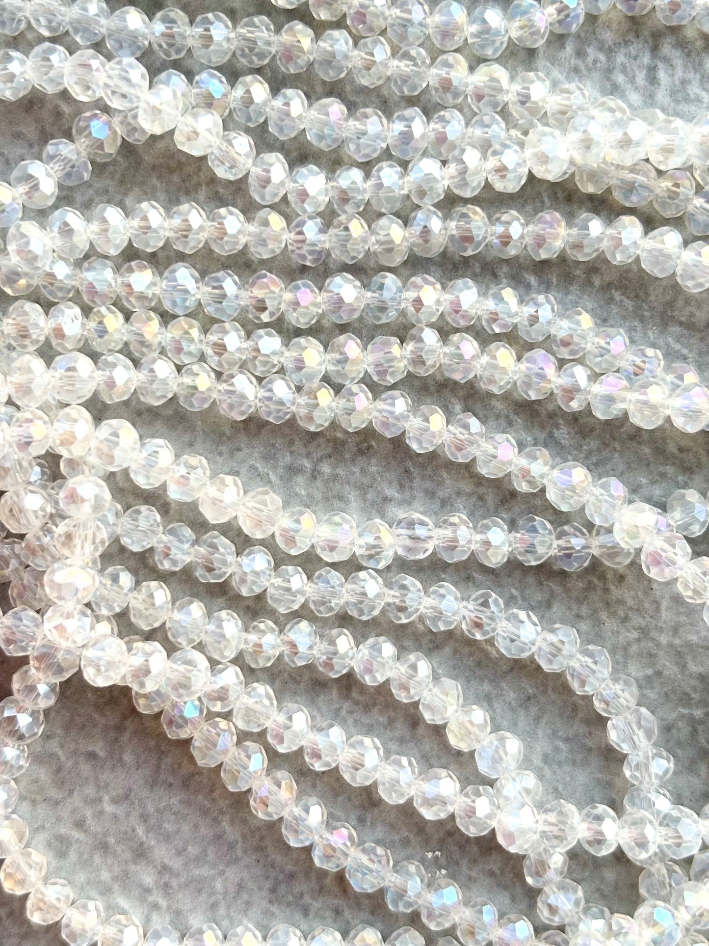 Clear AB Faceted Rondelle Glass Beads for Jewelry Making