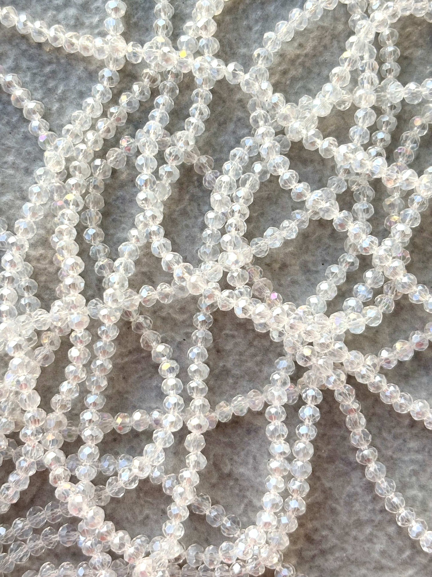 Clear AB Faceted Rondelle Glass Beads 4MM for Jewelry Making
