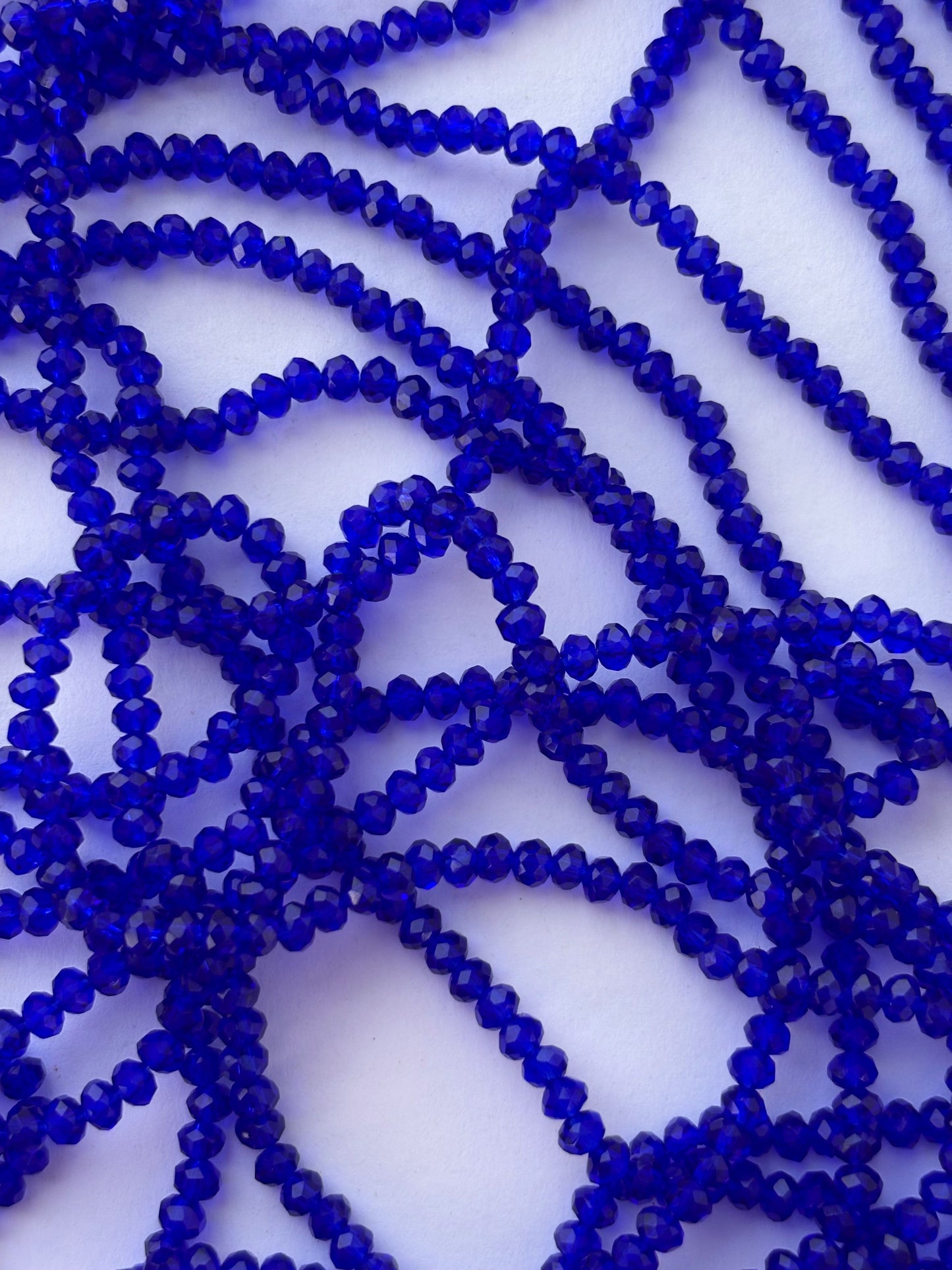 Deep Blue Faceted Rondelle Glass Beads 4MM for Jewelry Making