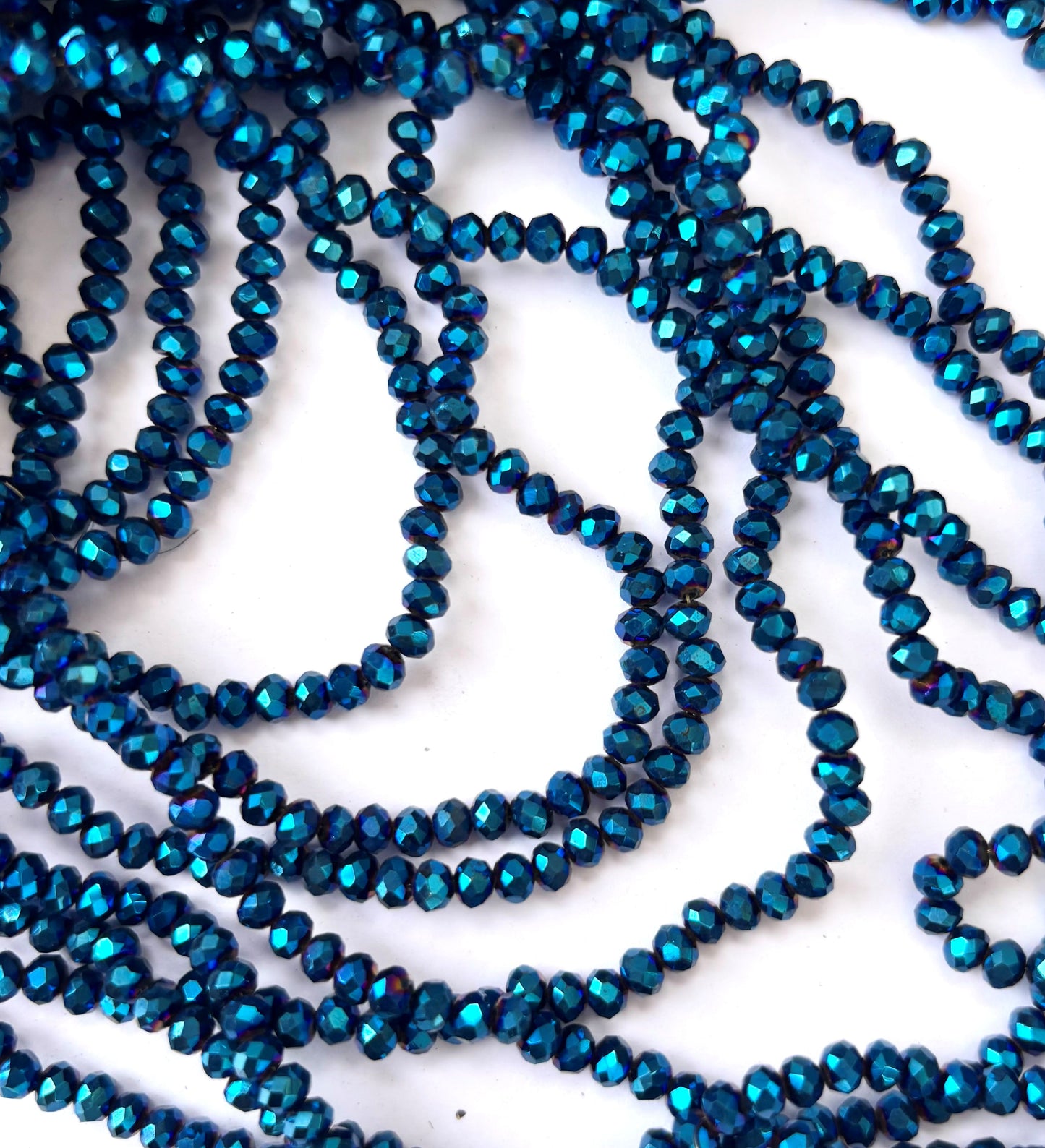 Deep Blue Metallic Faceted Rondelle Glass Beads 4MM for Jewelry Making