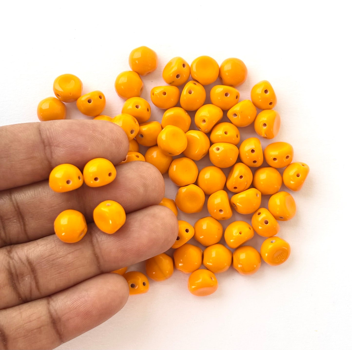 Smooth Flatback Orange Half-Round Cabochon Beads