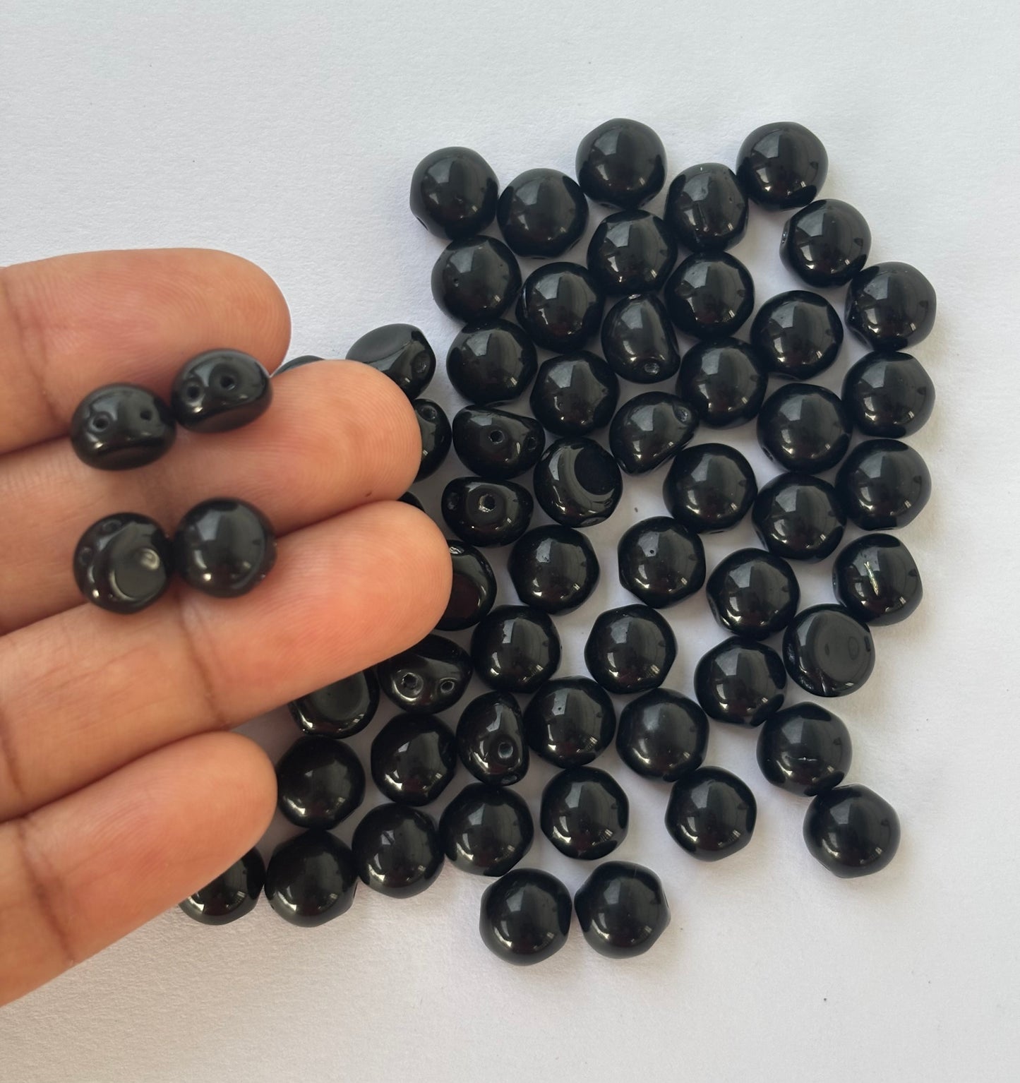 Smooth Flatback Black Half-Round Cabochon Beads