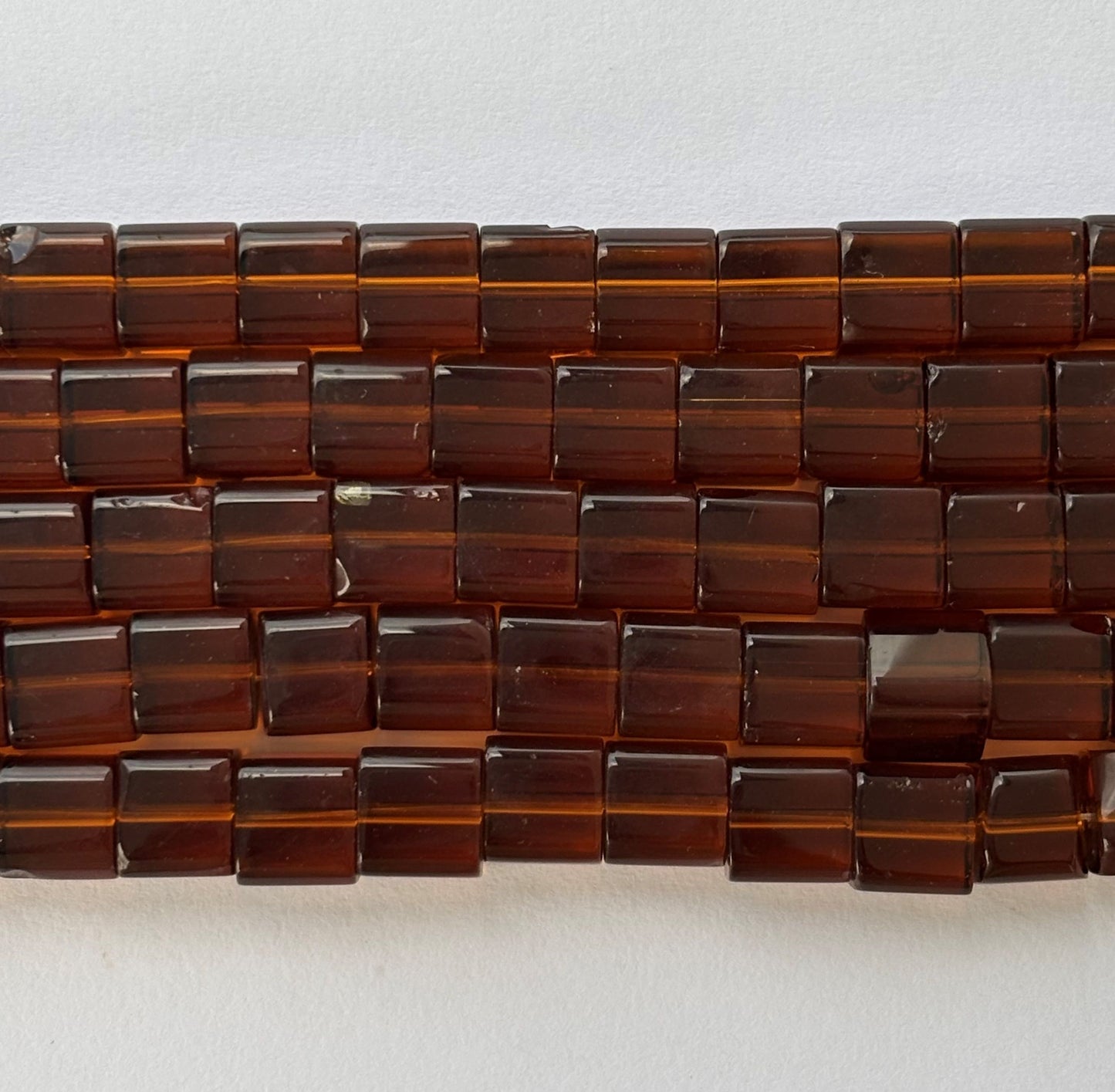 Amber Brown Cube Glass Beads