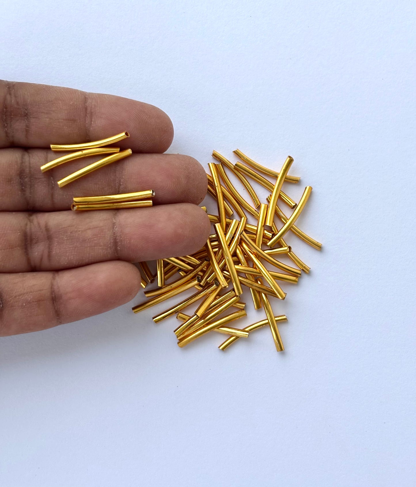 Gold Curved Metal Tube Beads