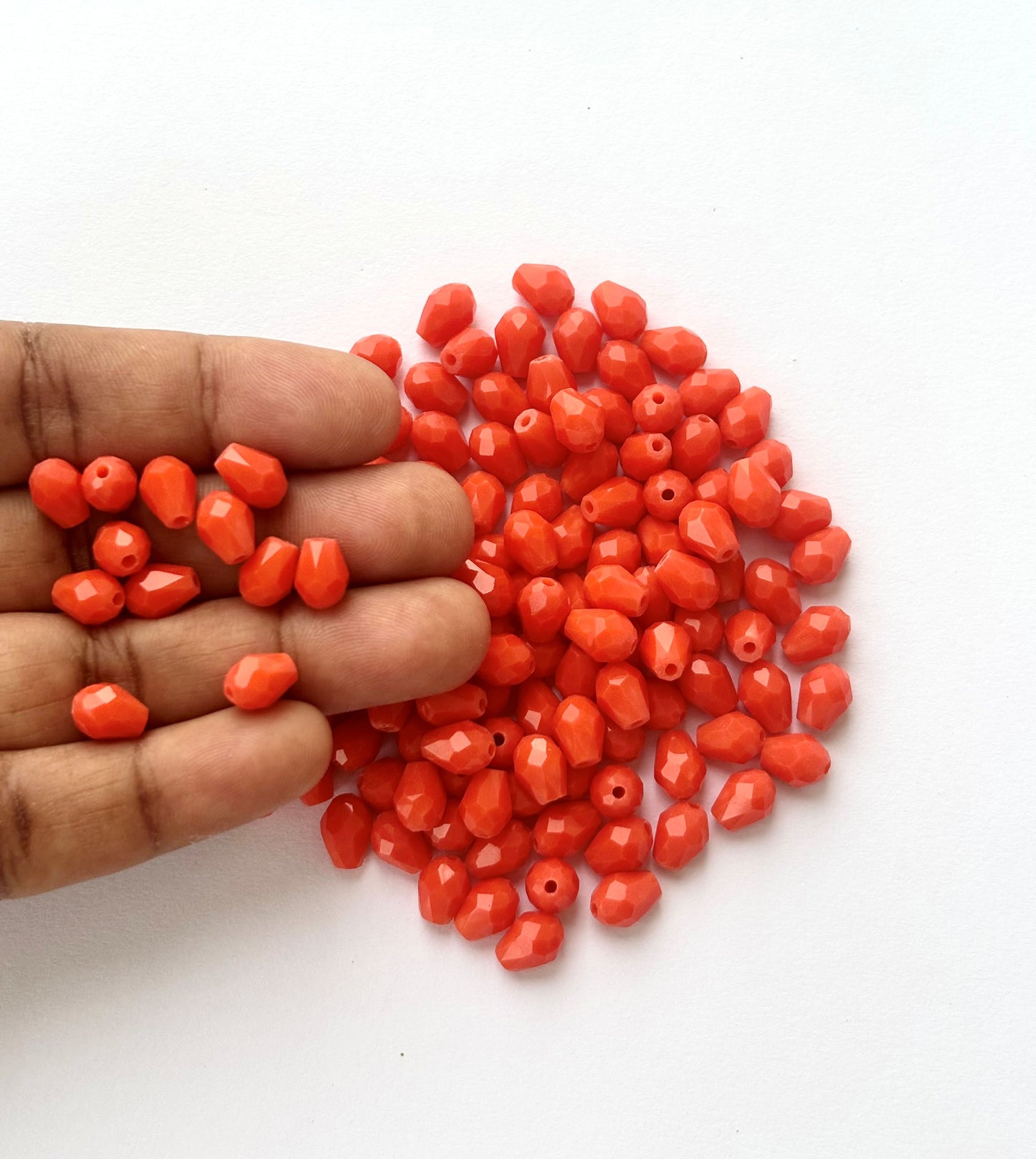 Bright Orange Faceted Drop Crystals