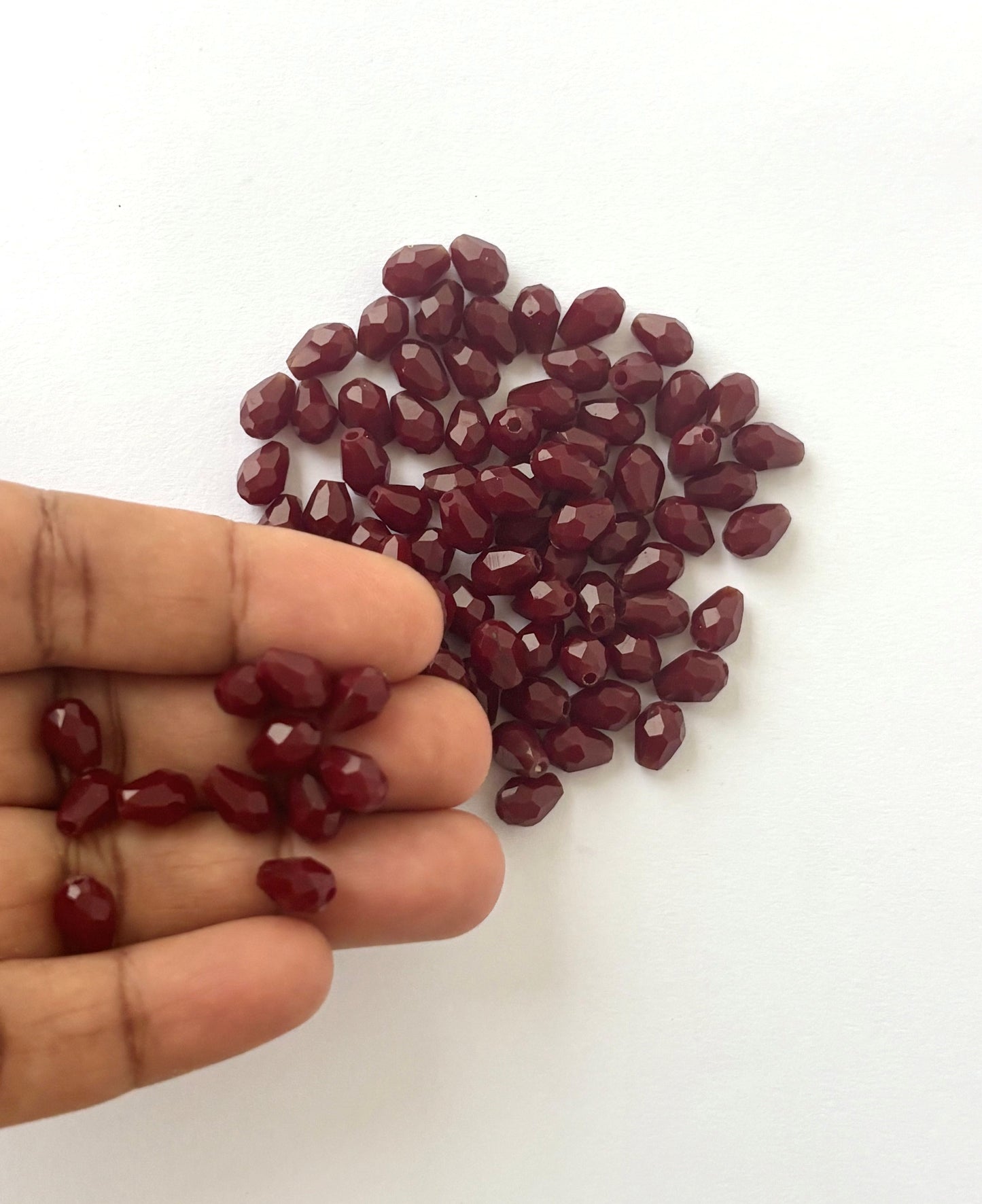 Deep Garnet Red Faceted Teardrop Crystals
