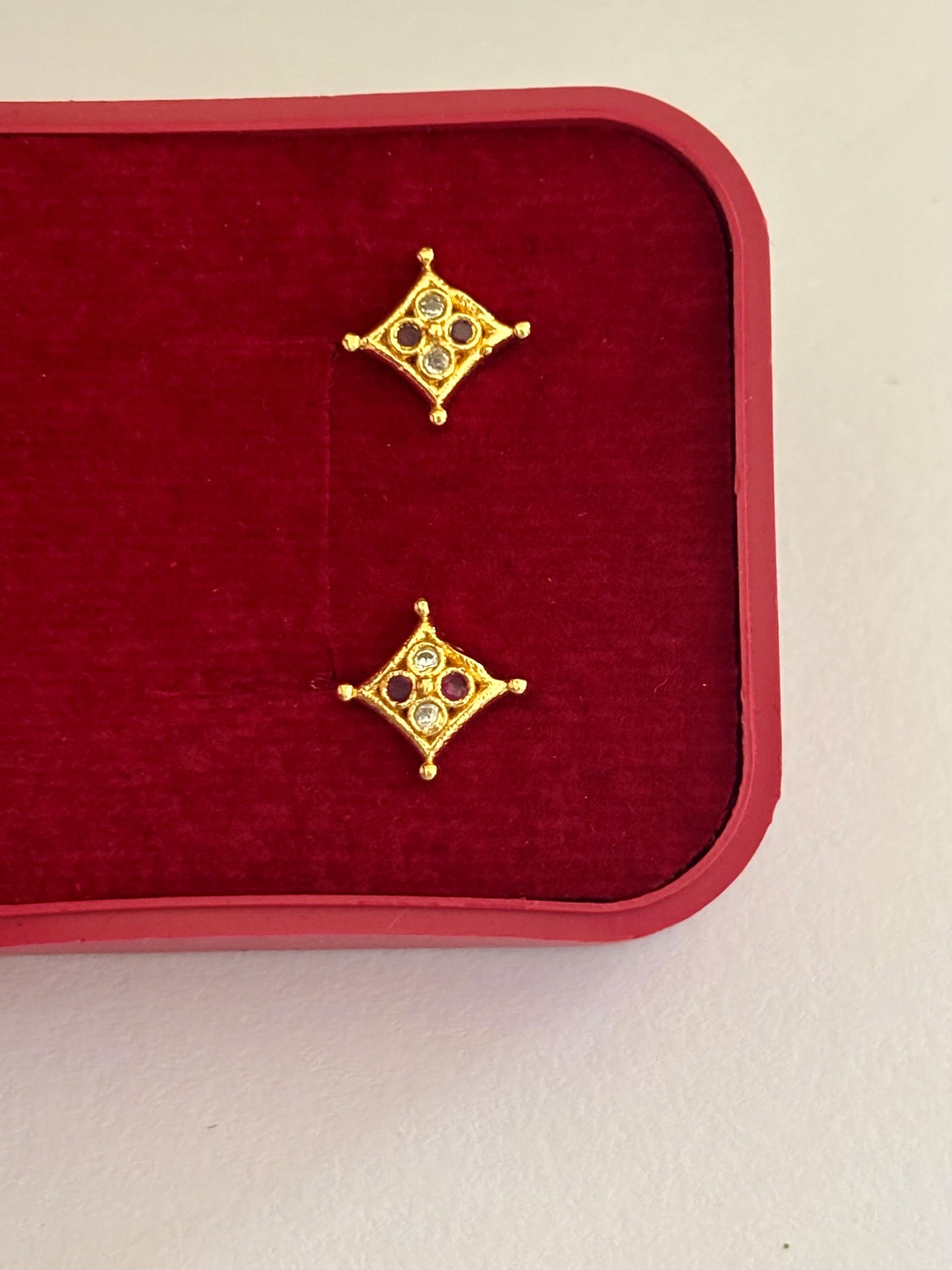 Traditional Gold-Plated Navratna-Style Stud Earrings