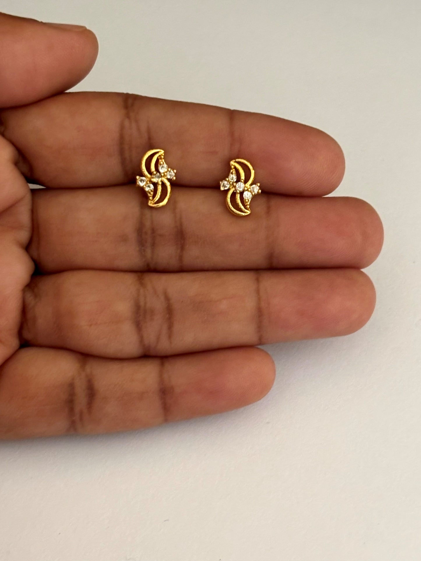 Gold-Plated Crescent Moon Stud Earrings