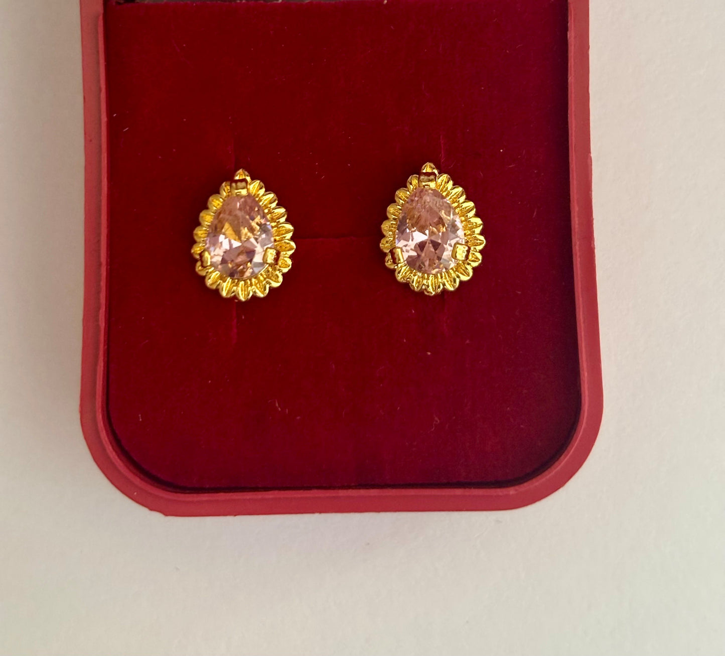 Light Pink Teardrop Stone Stud Earrings