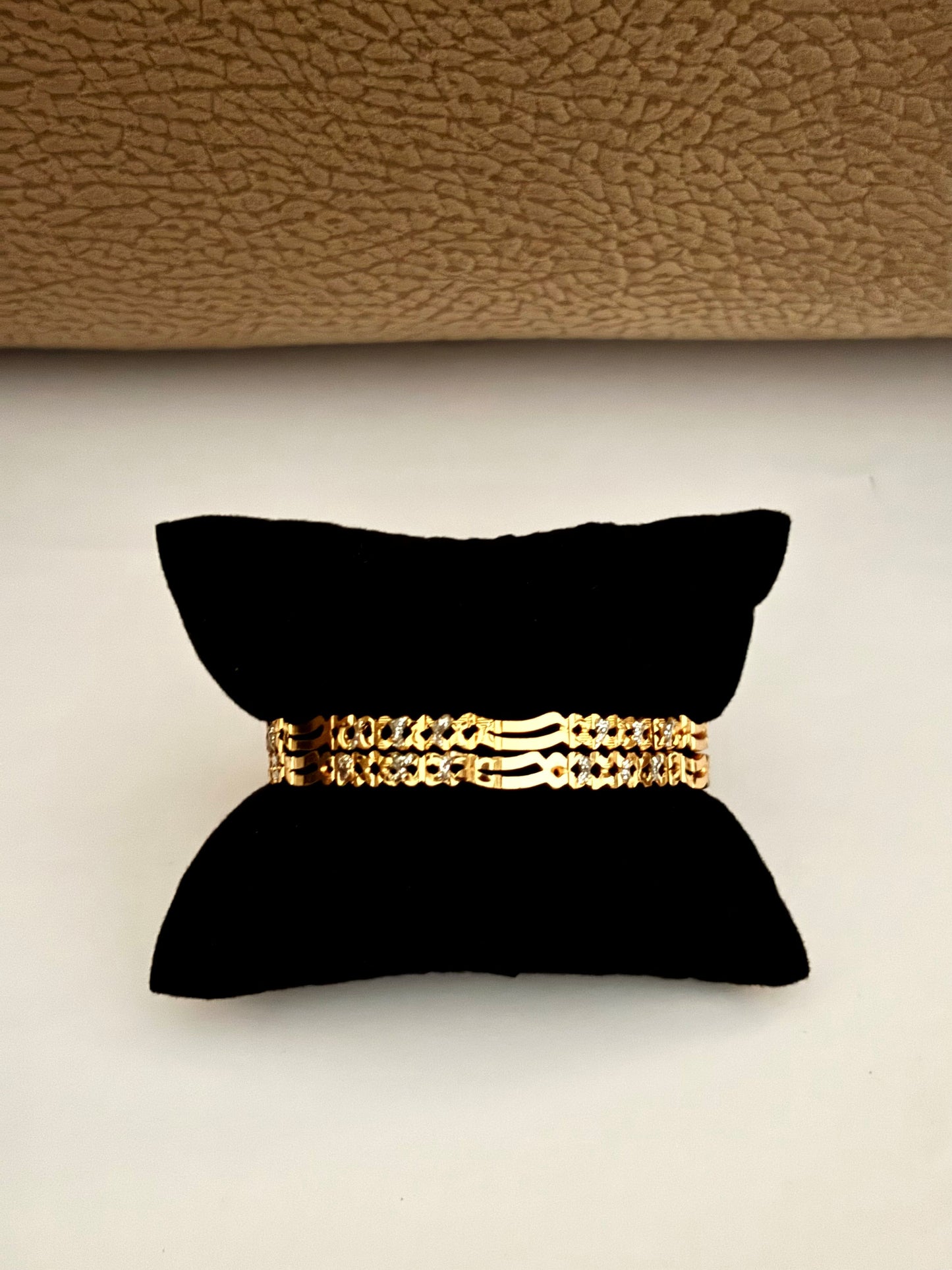 Gold-Plated Silver-Line Bangle Set for Women