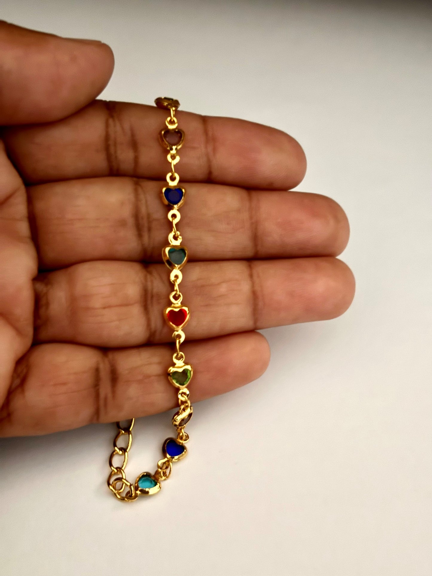 Gold-Plated Heart Stone Bracelet for Women and Girls