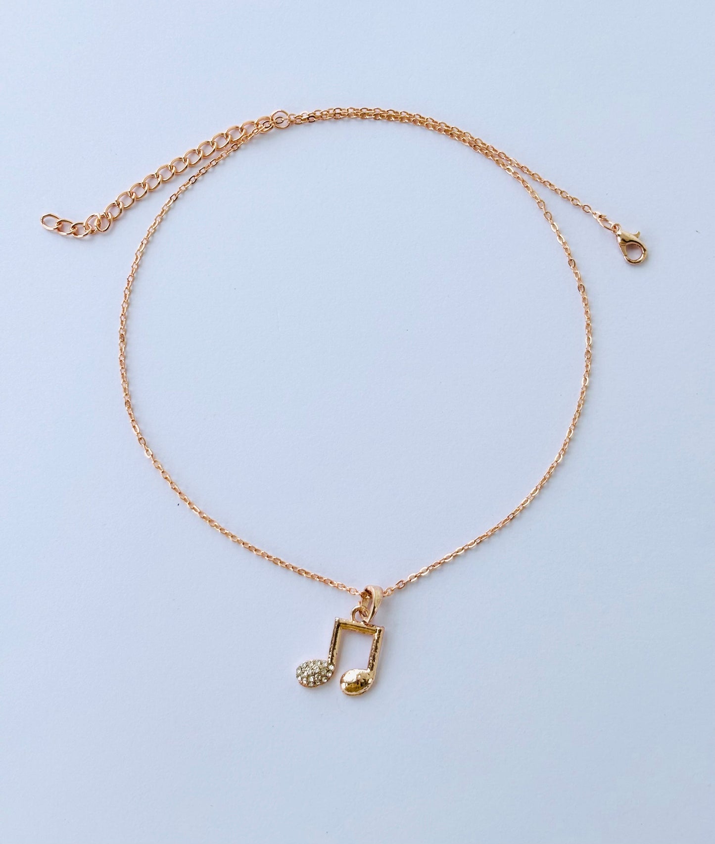 Rose Gold Plated Crystal Music Note Pendant Necklace