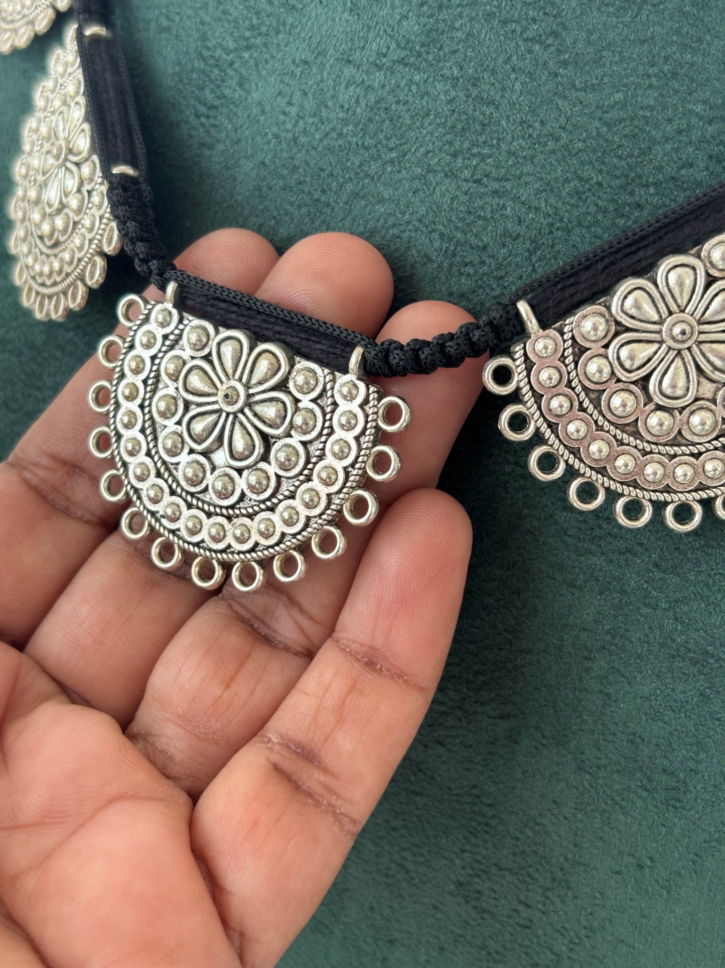Tribal Oxidized Silver Chandbali Choker