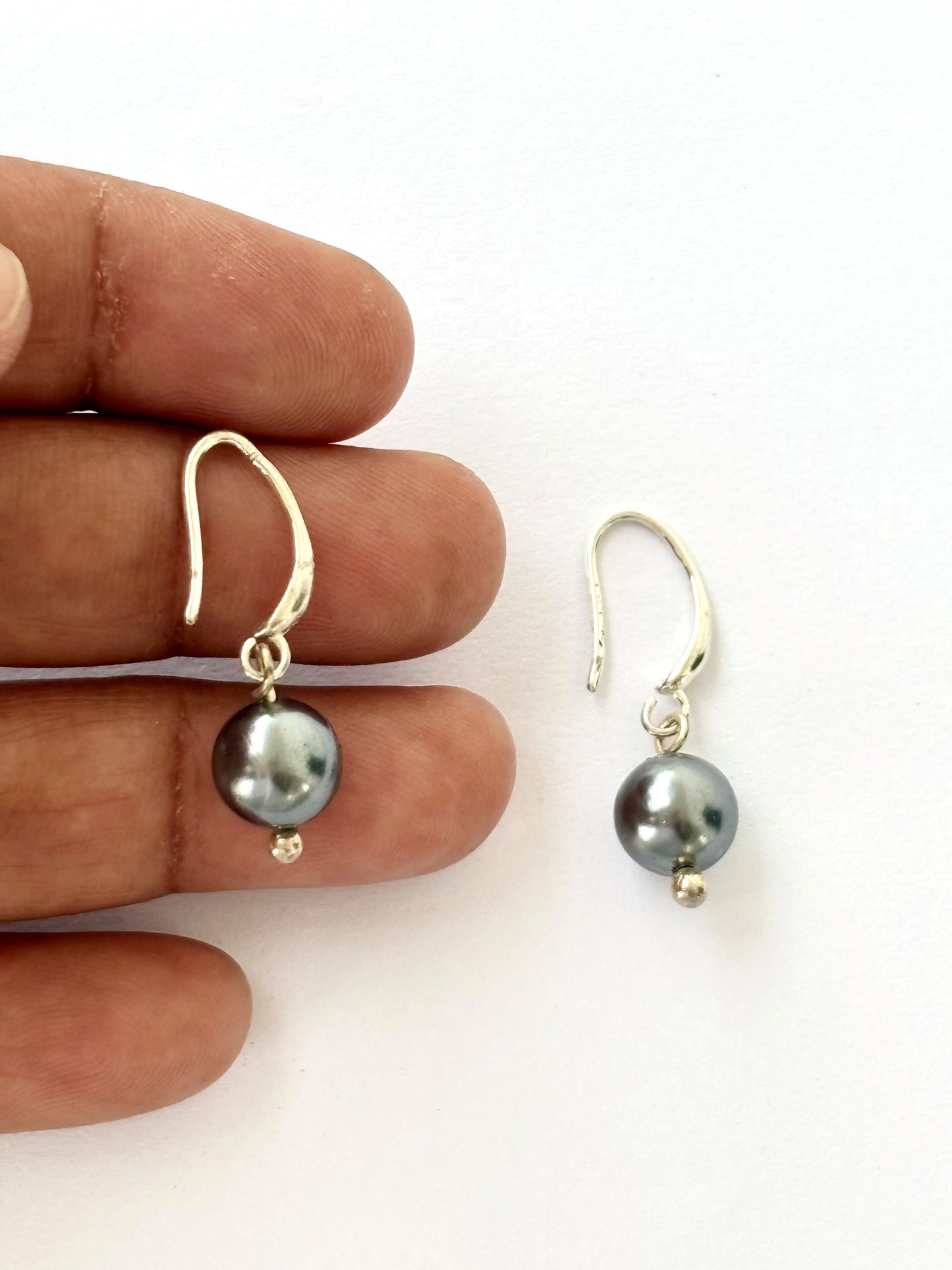 Classic Grey Pearl Dangle Earrings