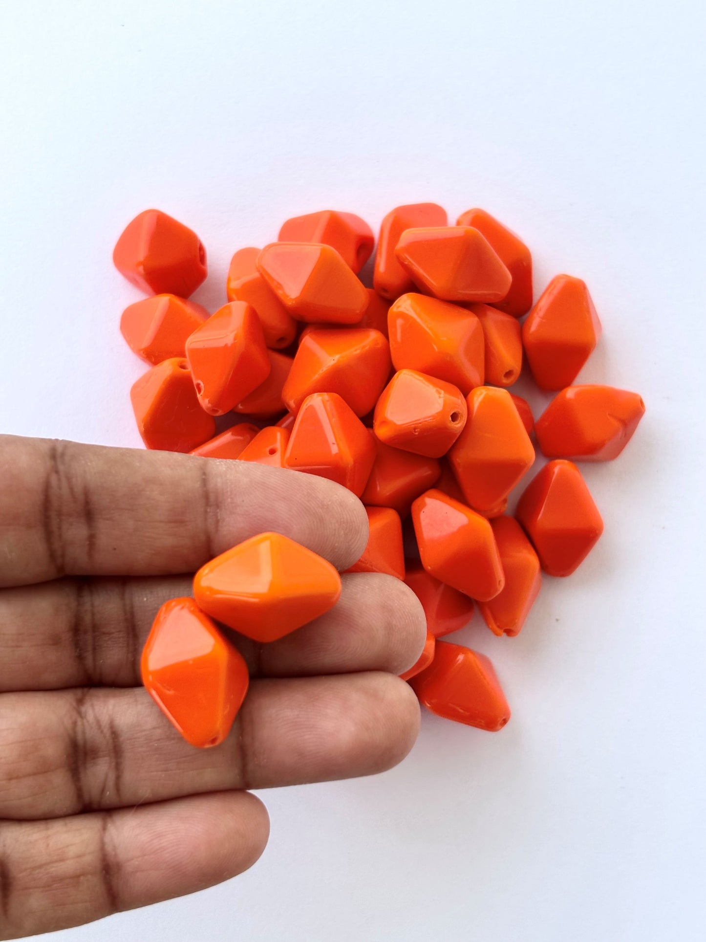Large Orange Faceted Geometric Acrylic Beads