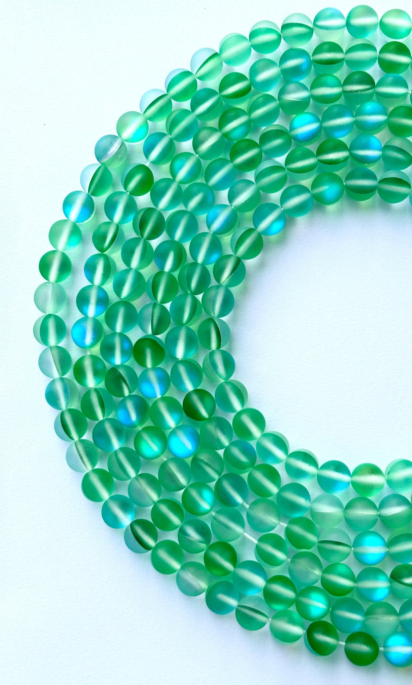 Matte Green Aura Quartz Beads