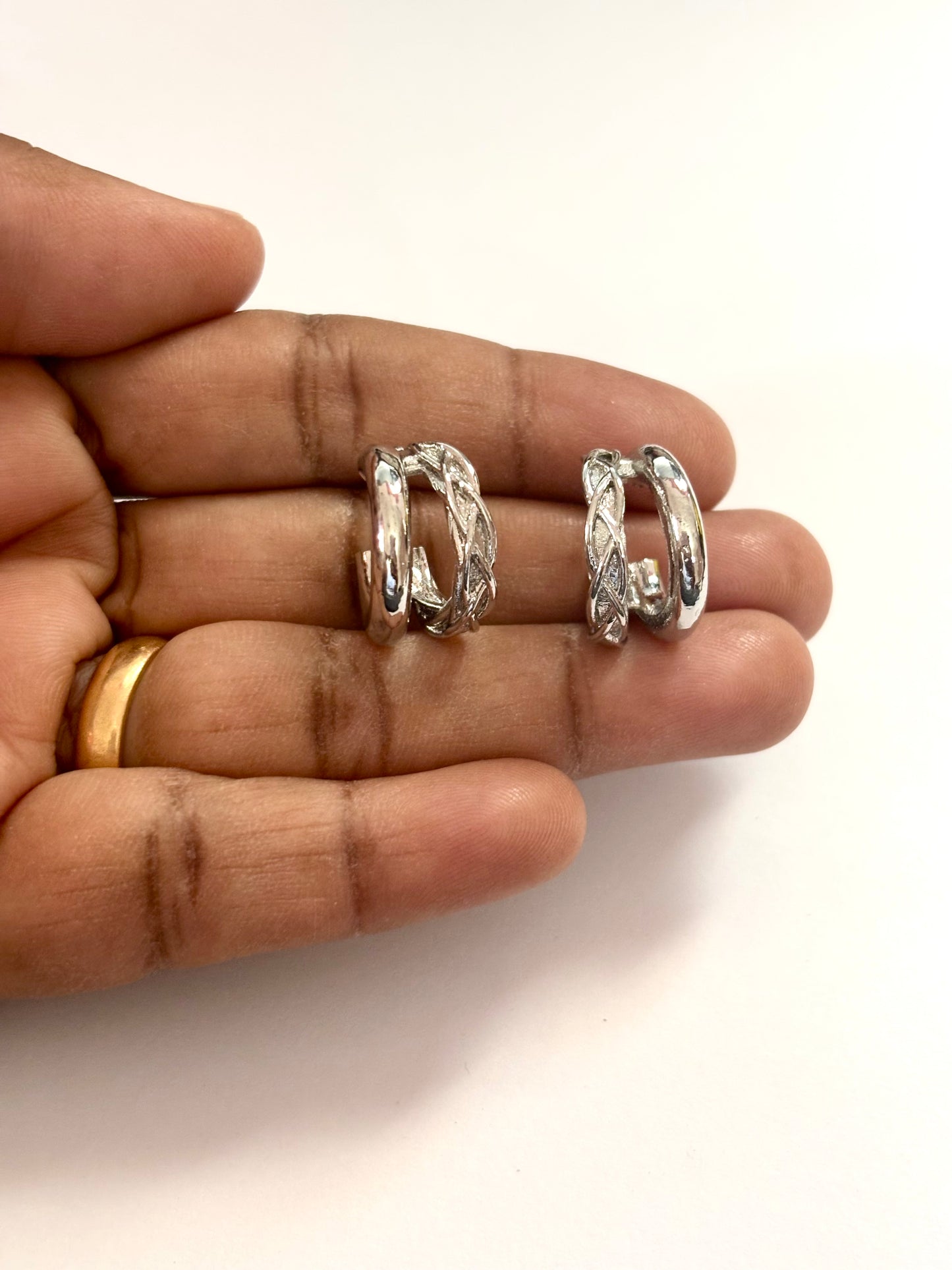 Chunky Silver Woven Hoop Earrings