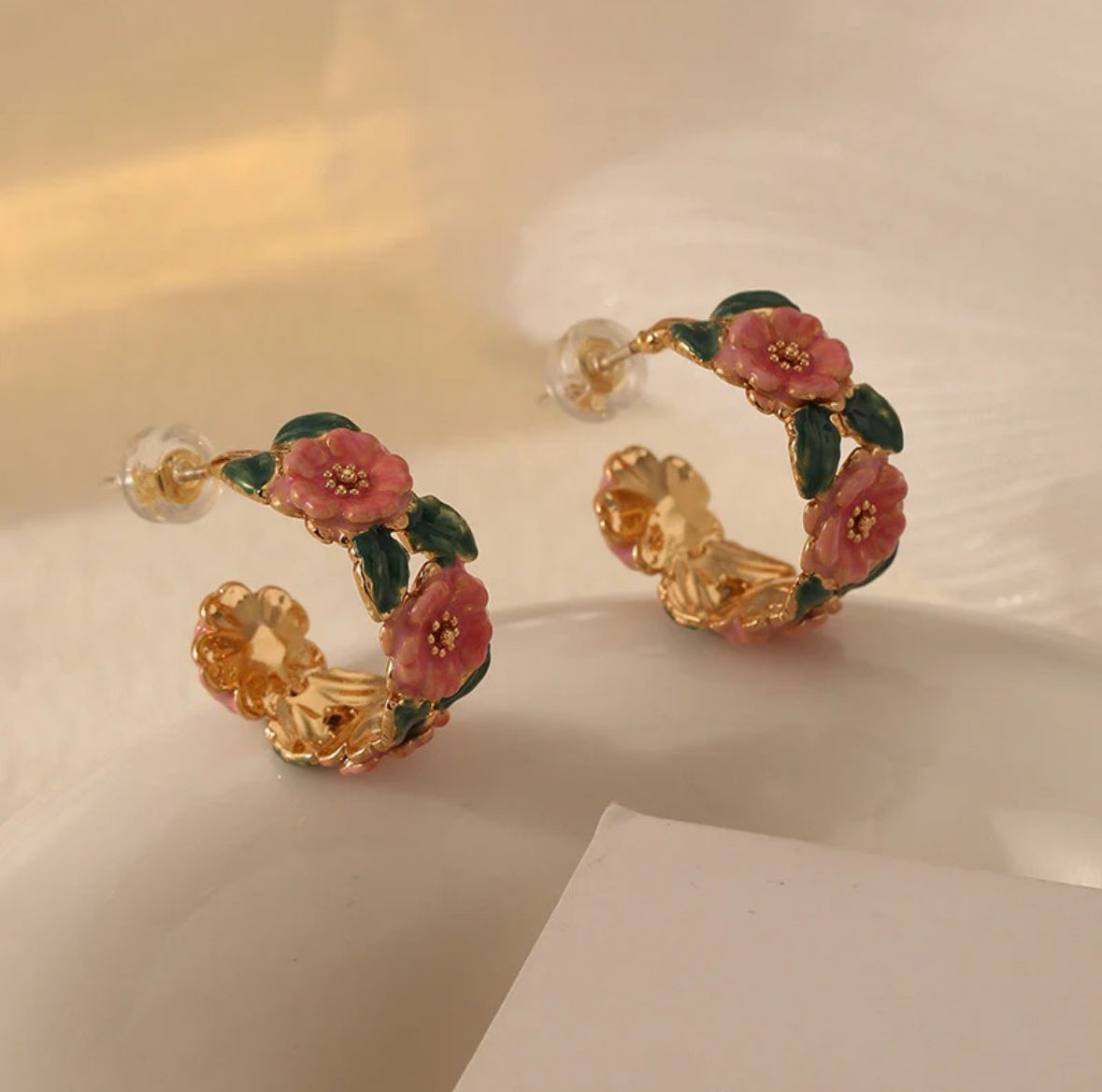 Floral Hoop Earrings