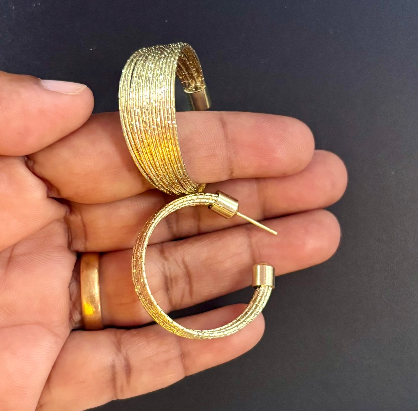 Light Gold Textured Hoop Earrings