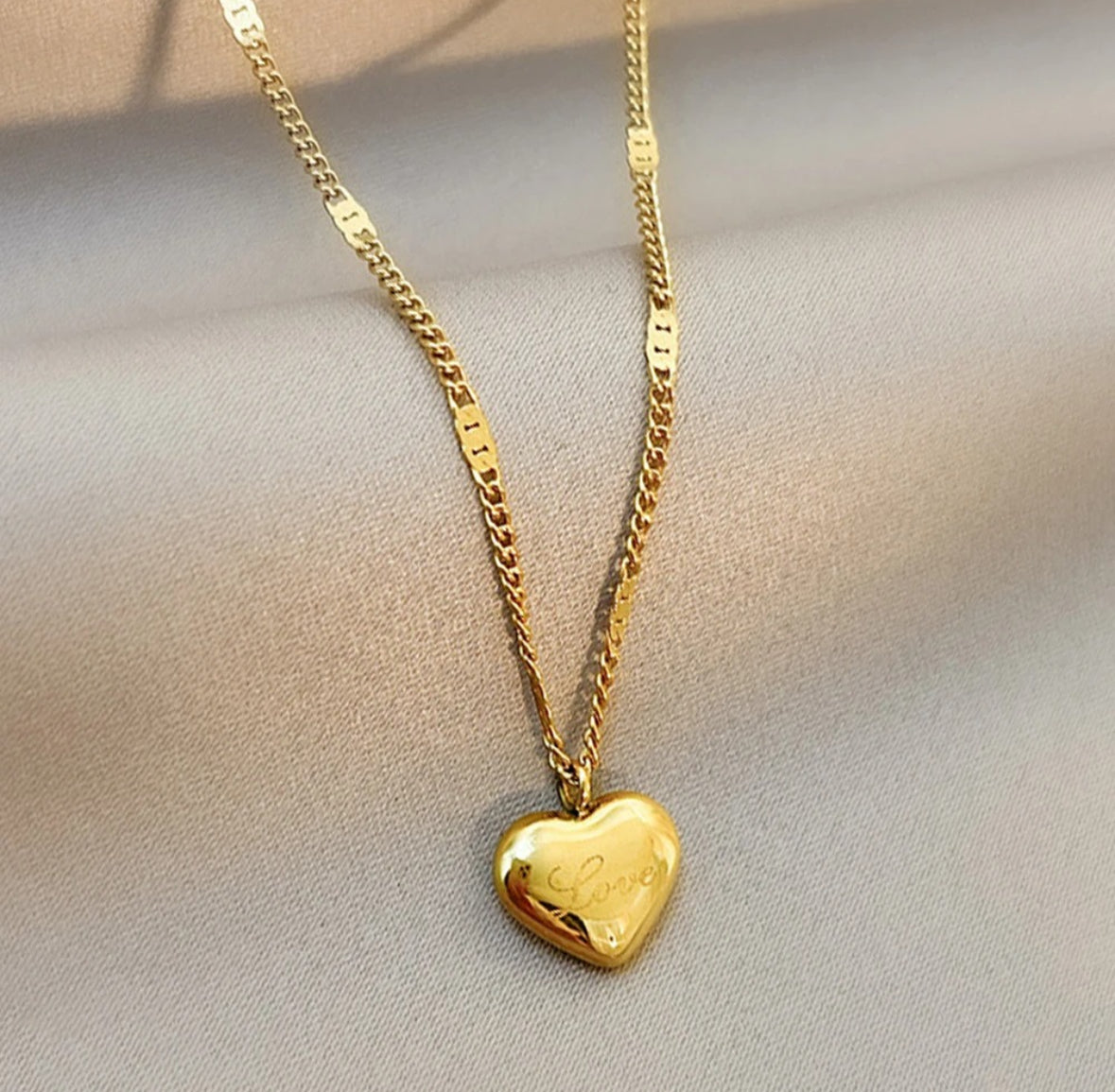 Engraved Gold Heart Necklace
