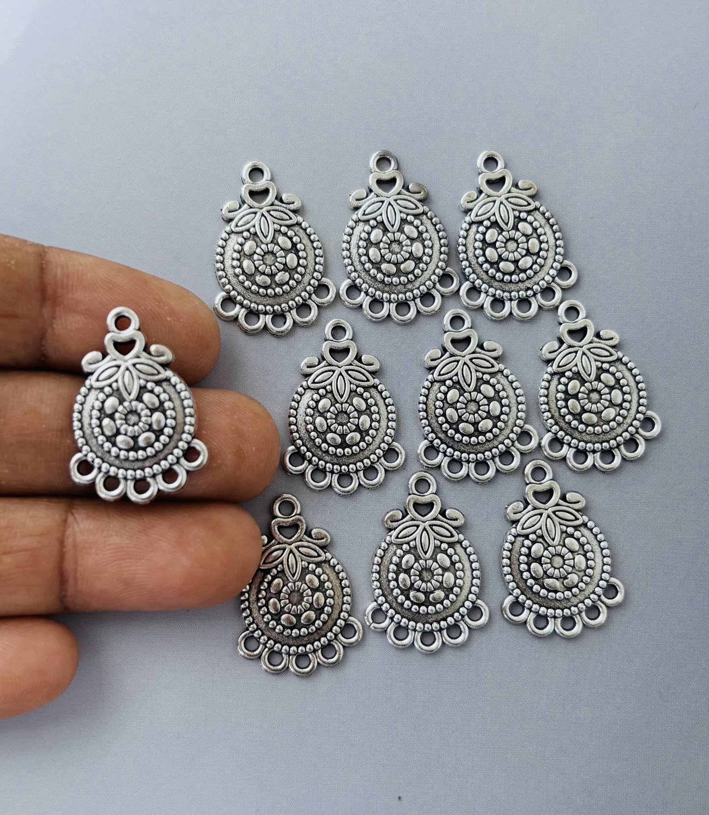 German Silver Floral Chandelier Connectors