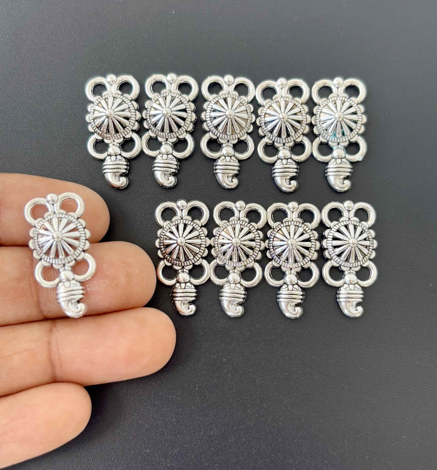 Rectangle Oxidized Silver Connector Charms