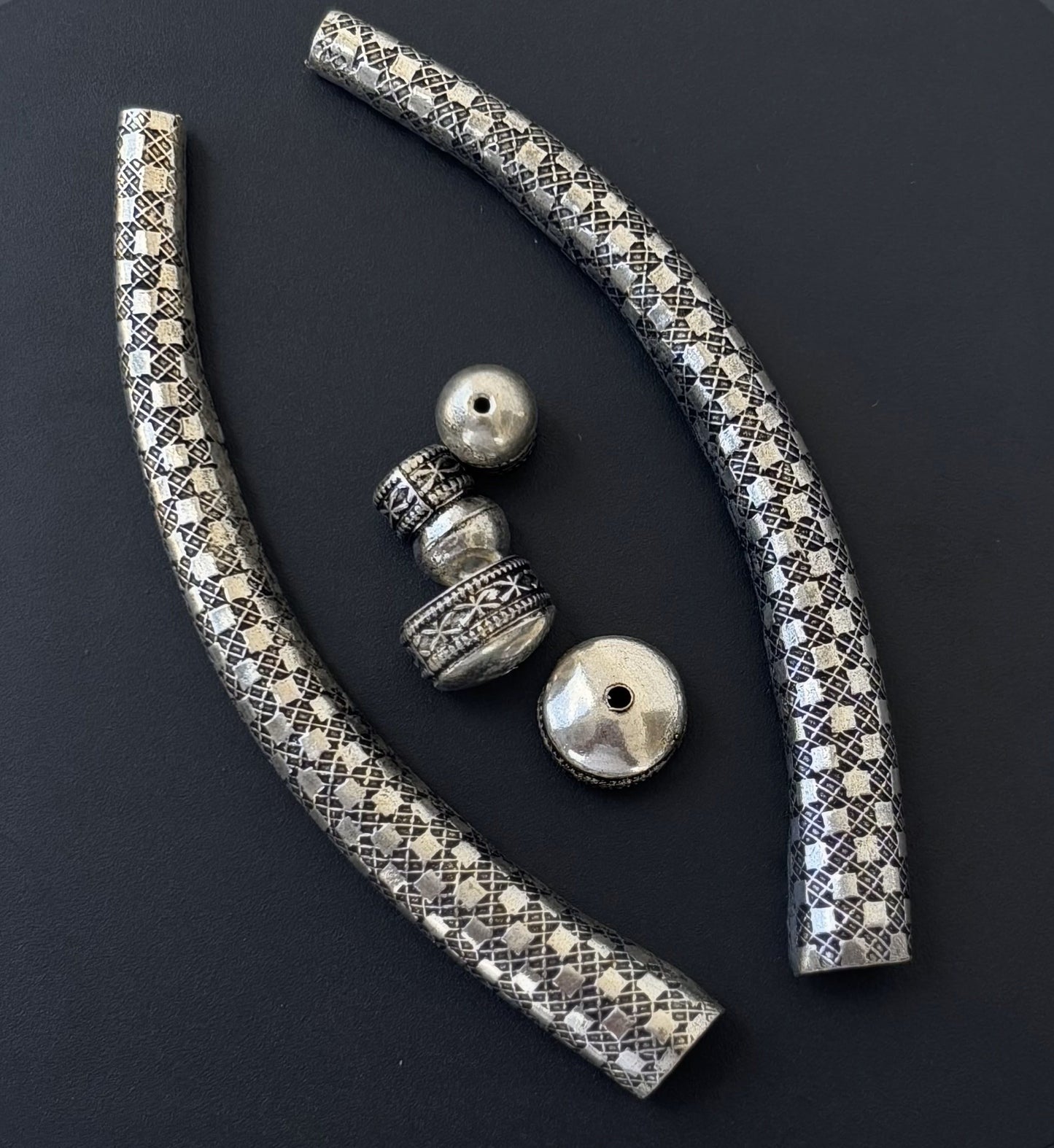 German Silver Hasuli Trunks with Geometric Pattern