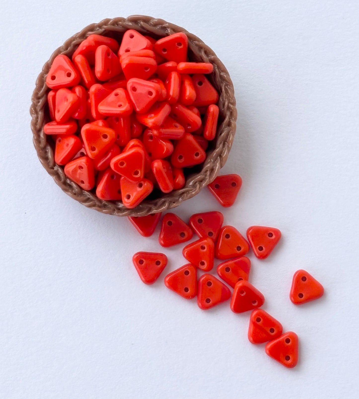 Orange Two-Hole Triangle Glass Beads