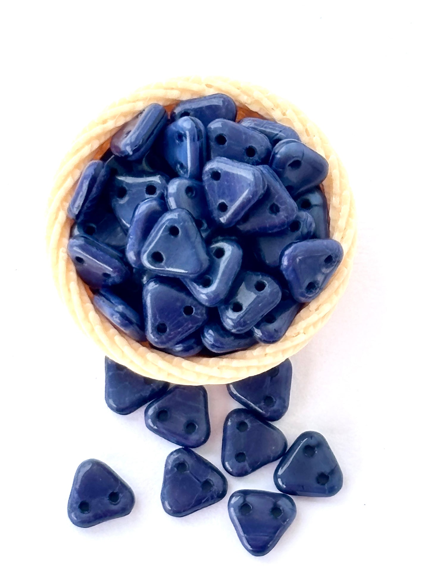 Deep Blue Two-Hole Triangle Glass Beads