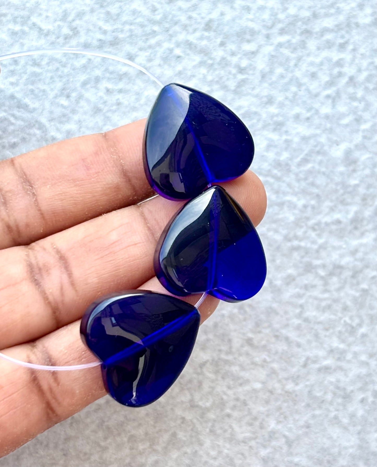 Deep Blue Glass Heart Beads For Jewelry Making